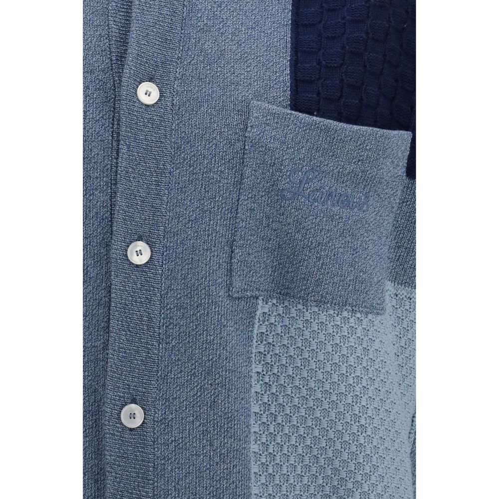 Laneus Blue Cotton Men's Cardigan