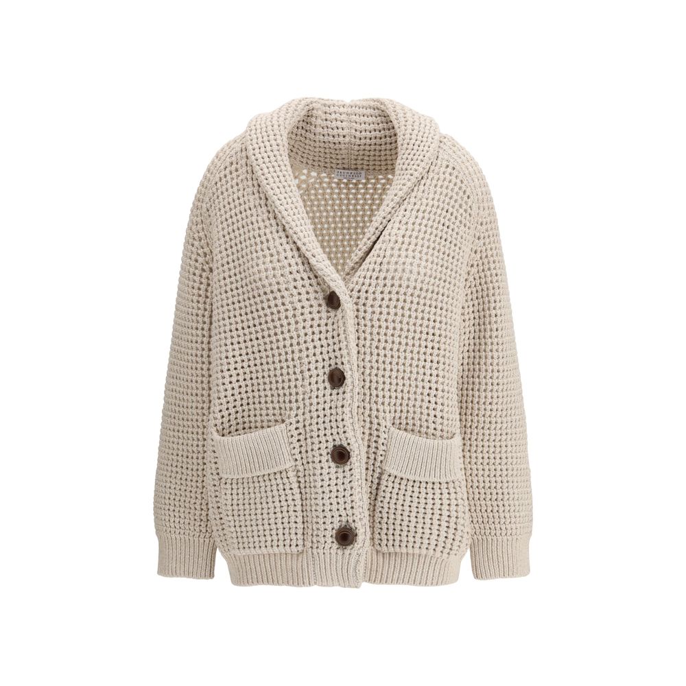Brunello Cucinelli Beige Cotton Women's Cardigan
