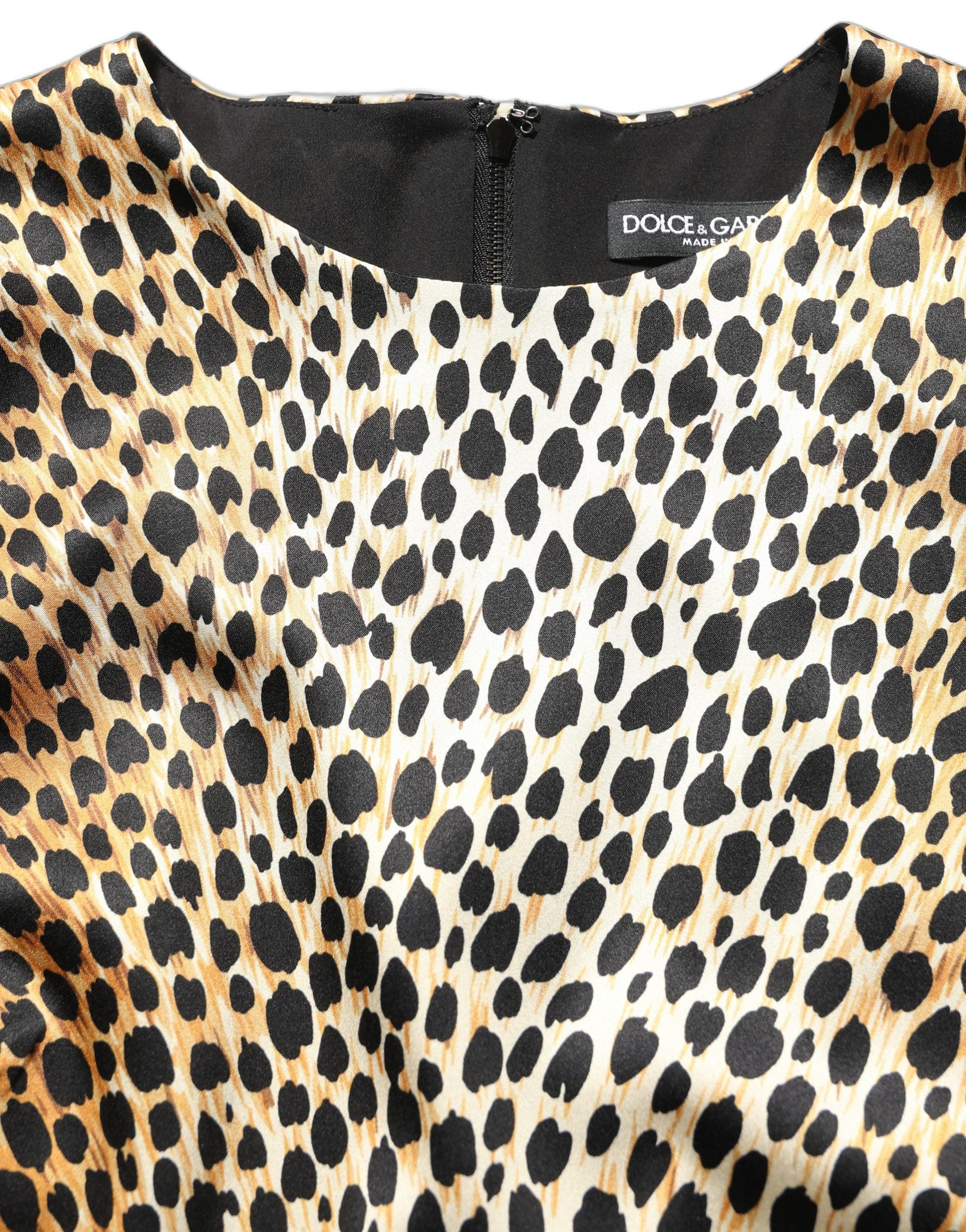 Dolce & Gabbana Brown Ocelot Print Long Sleeve Mini Women's Dress