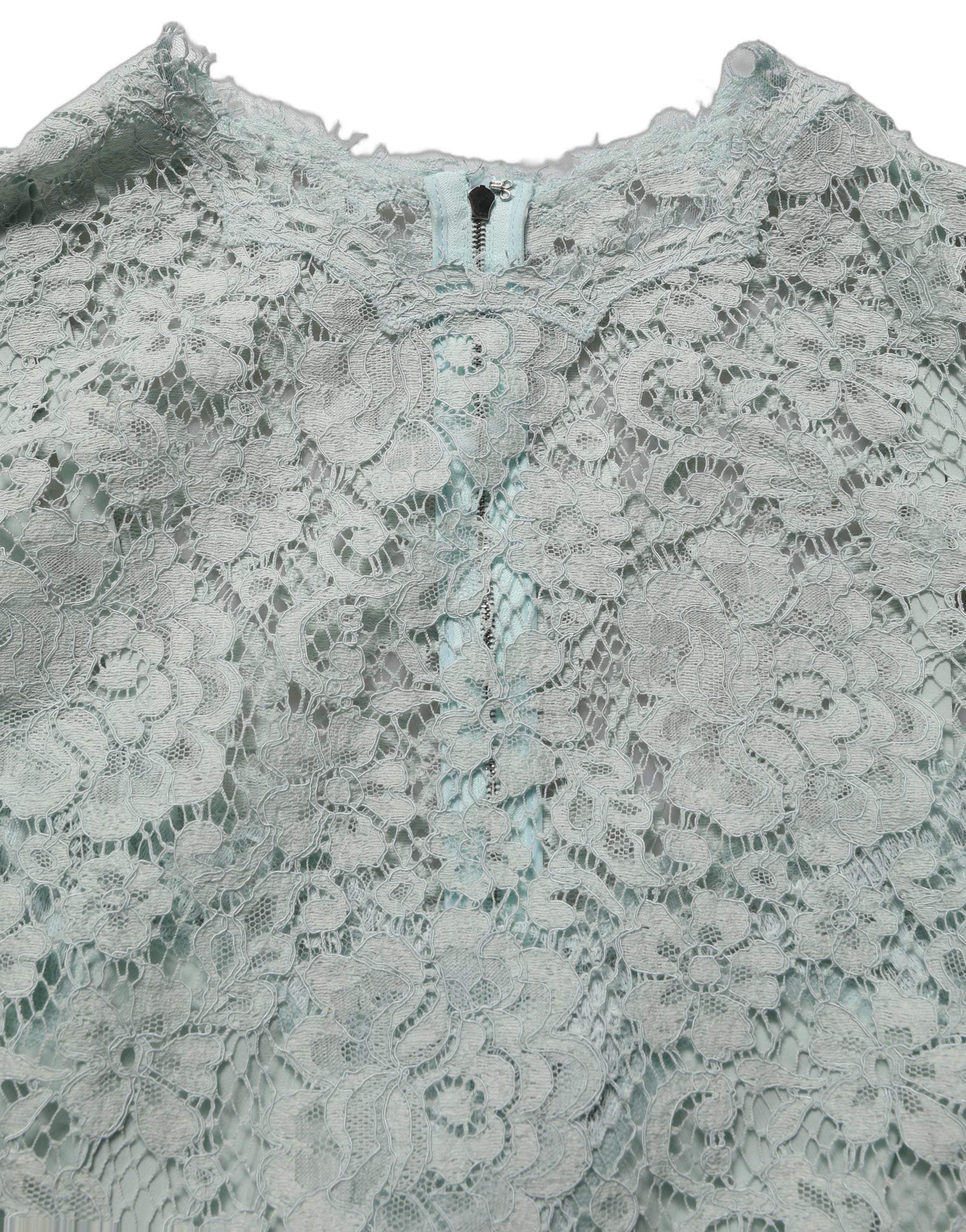 Dolce & Gabbana Mint Green Lace Sleeveless Knee Length Women's Dress