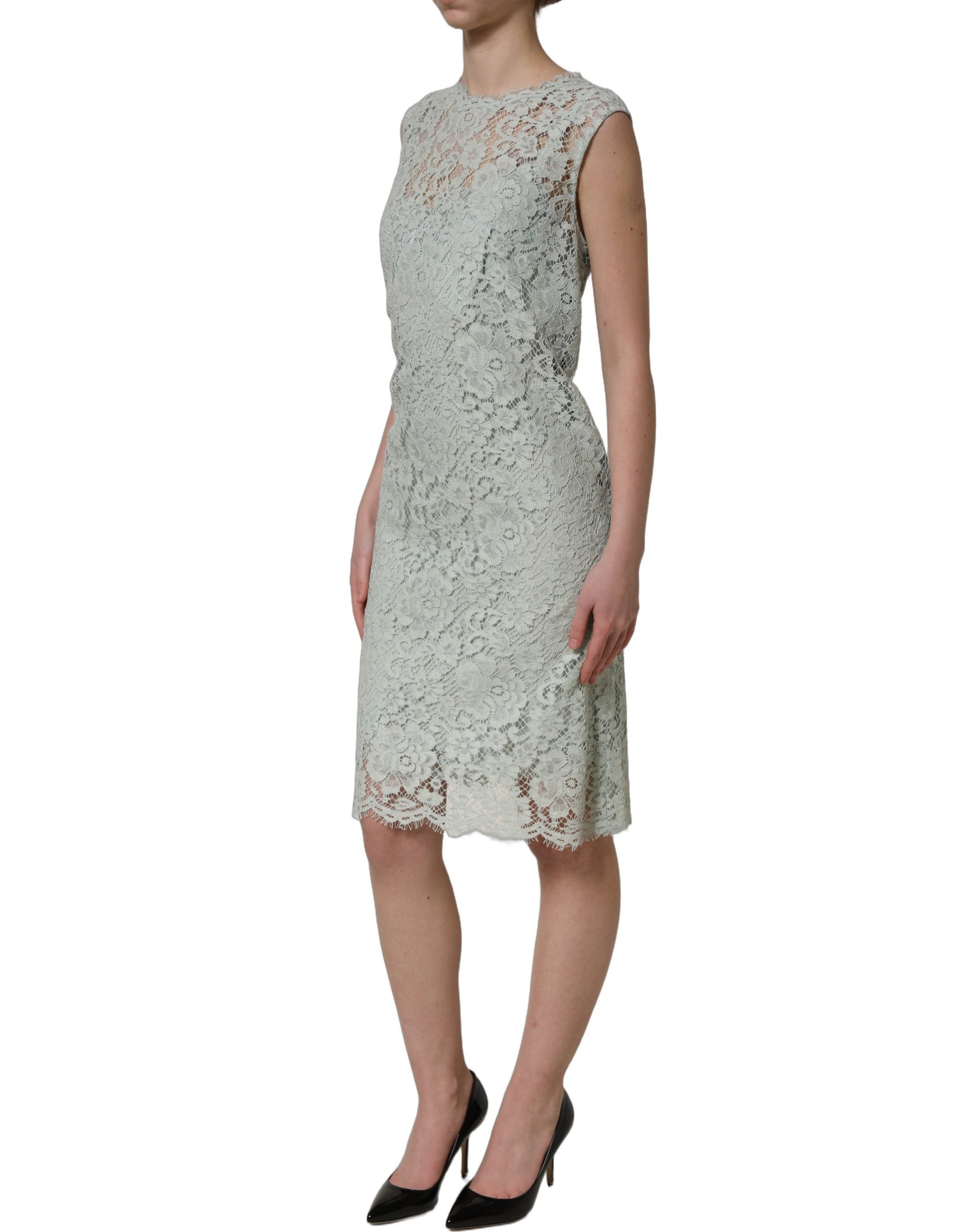 Dolce & Gabbana Mint Green Lace Sleeveless Knee Length Women's Dress