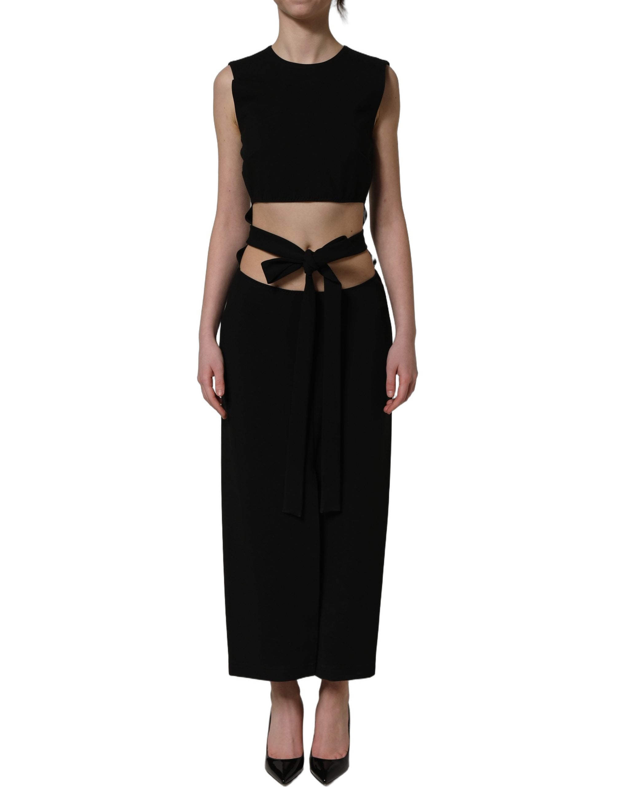 Dolce & Gabbana Black Cut Out Detail Sleeveless Maxi Women's Dress