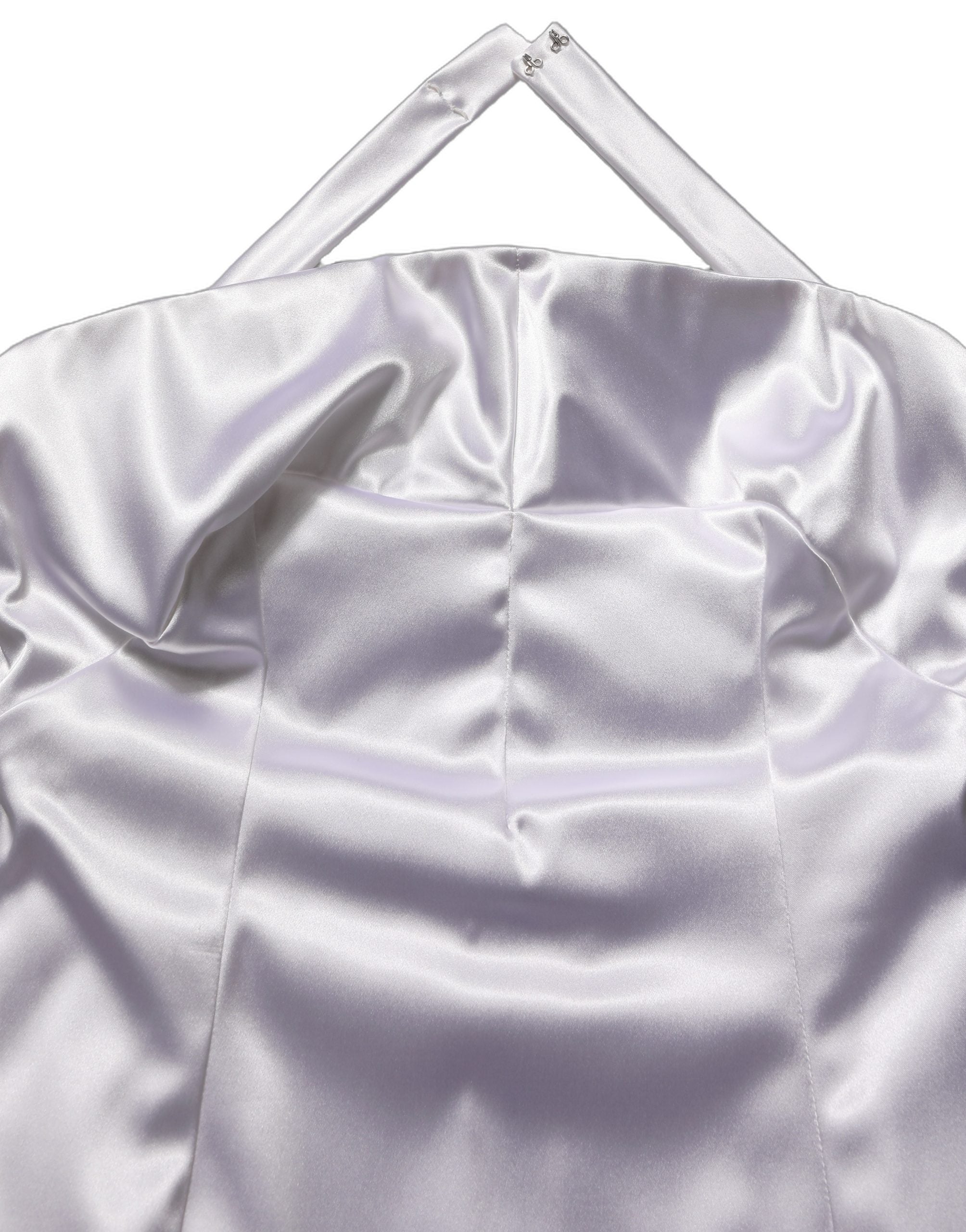 Dolce & Gabbana White Satin Halter Backless Long Gown Women's Dress (Pre-Owned)