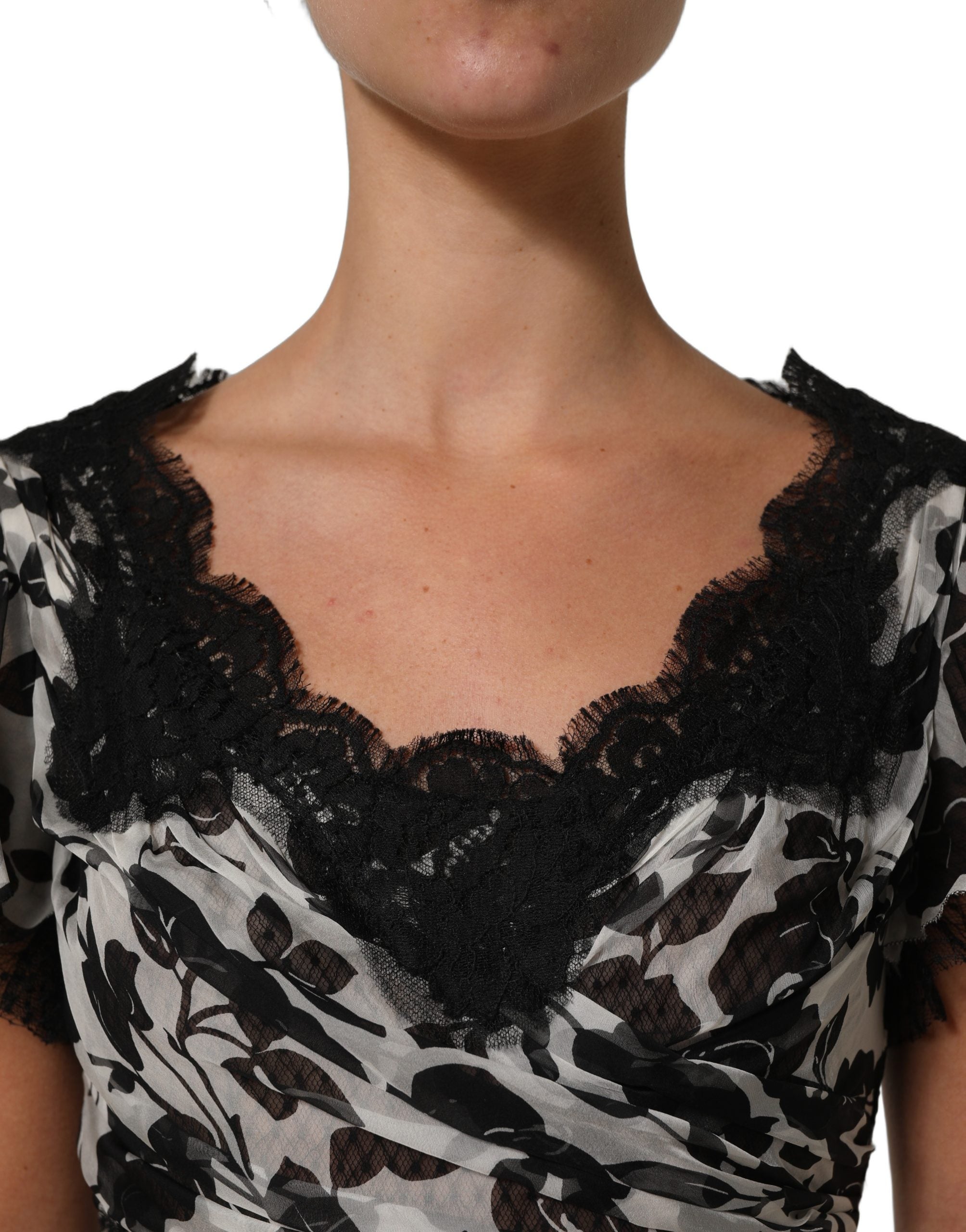 Dolce & Gabbana Black Silk Floral Lace Ricamo Ball Maxi Women's Dress (Pre-Owned)