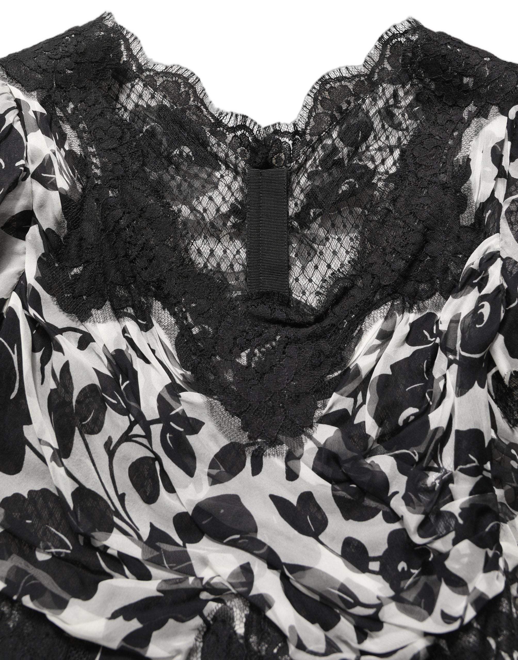 Dolce & Gabbana Black Silk Floral Lace Ricamo Ball Maxi Women's Dress (Pre-Owned)