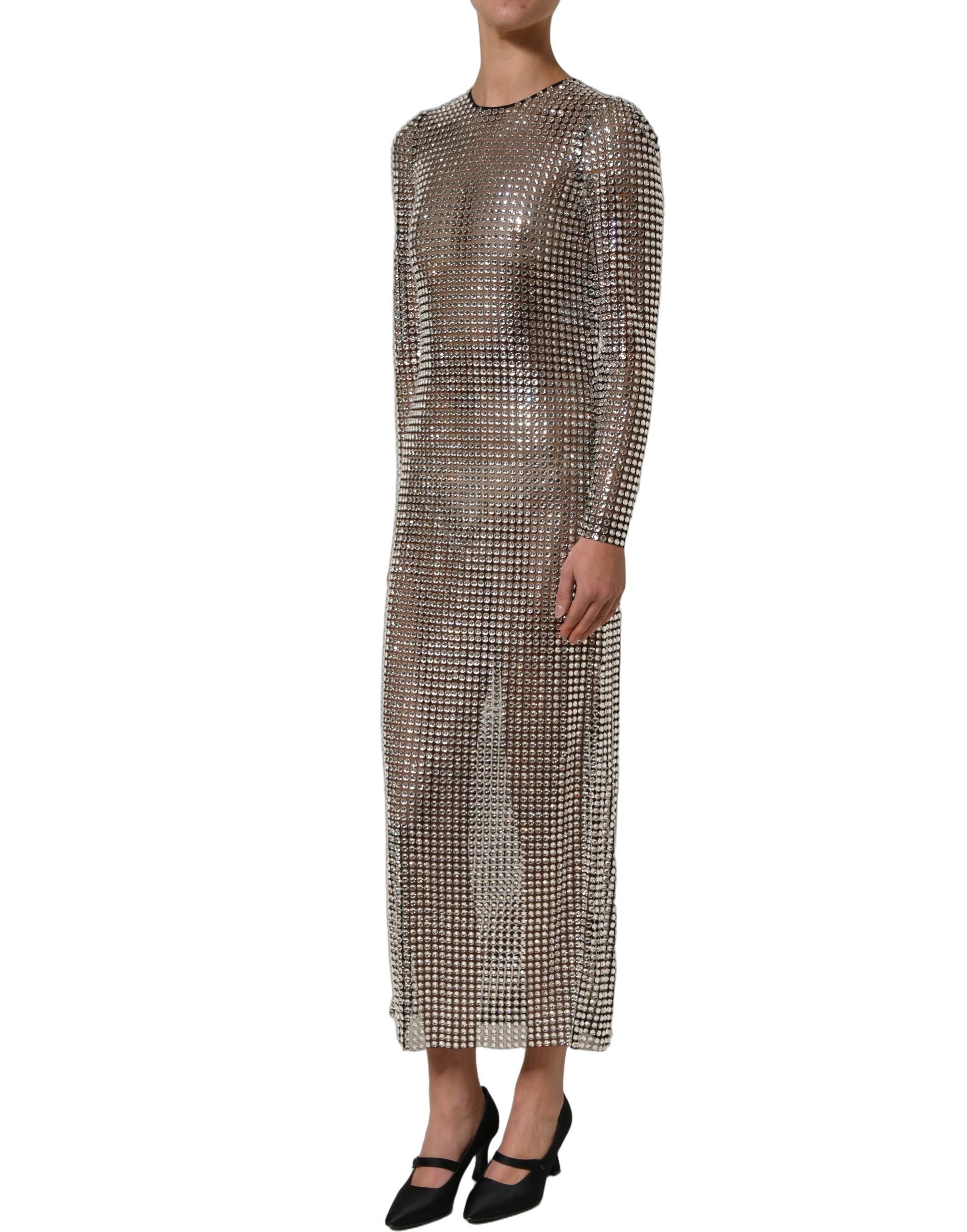 Dolce & Gabbana Beige Crystal Embellished Long Gown Women's Dress