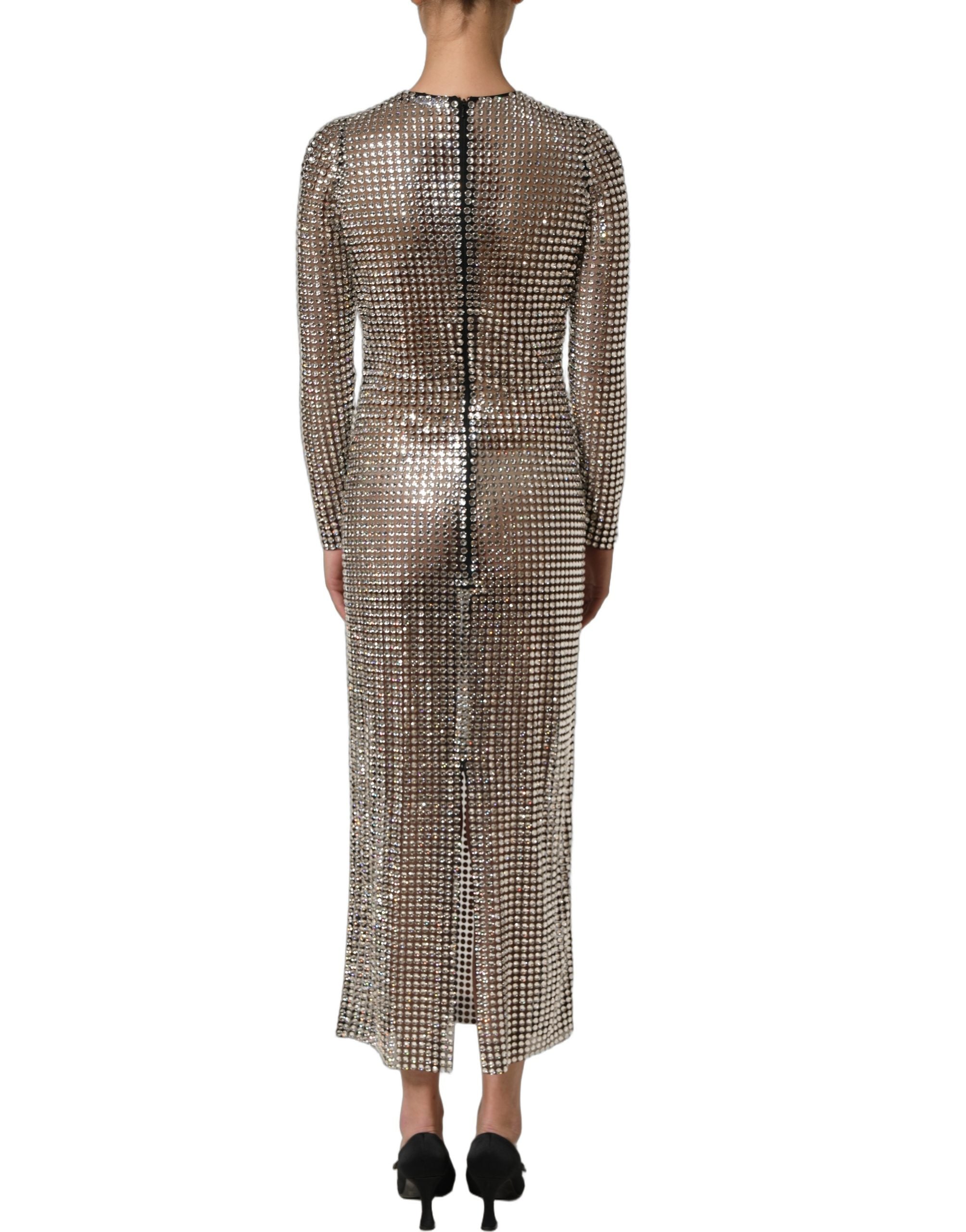 Dolce & Gabbana Beige Crystal Embellished Long Gown Women's Dress