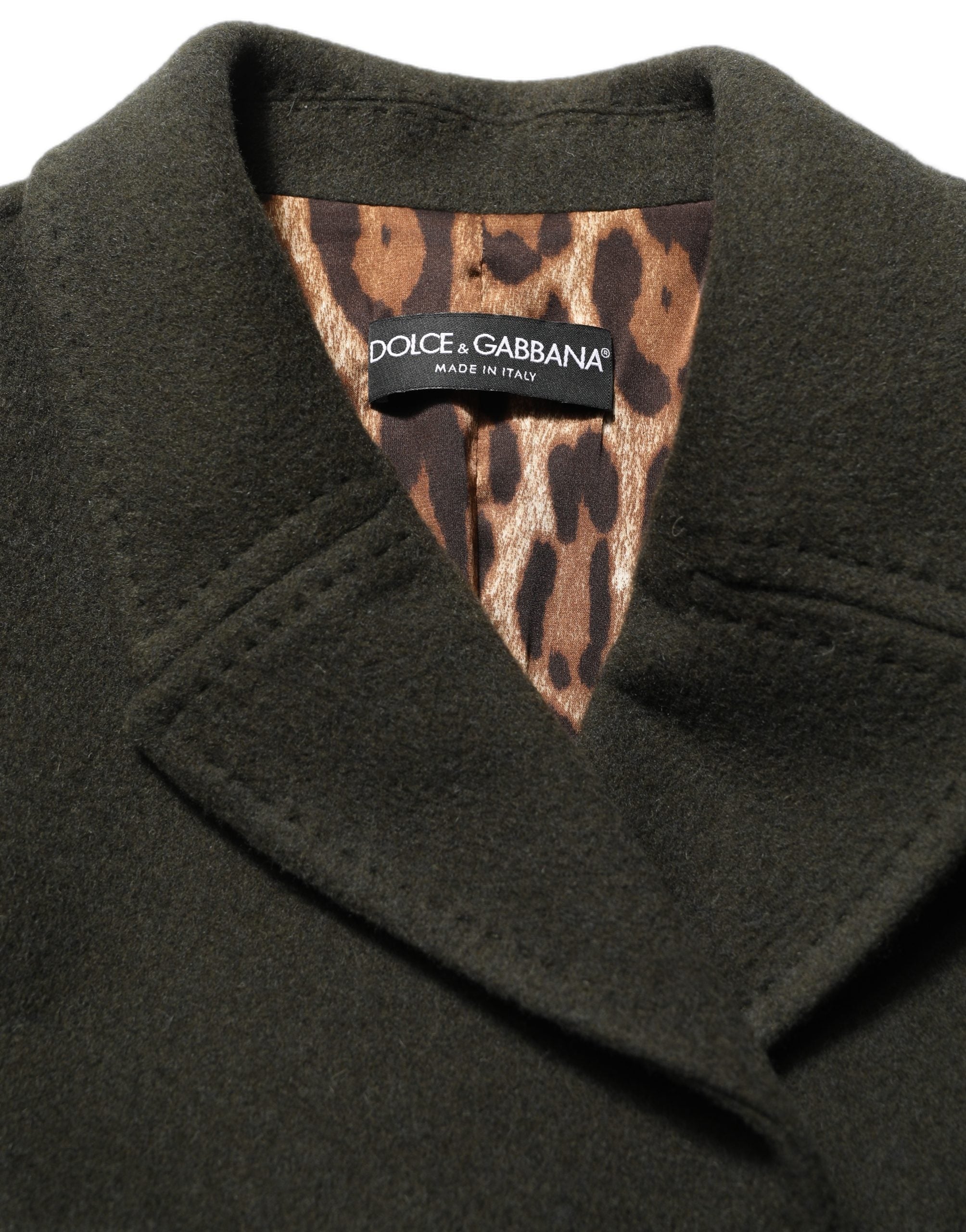 Dolce & Gabbana Dark Green Double Breasted Peacoat Women's Jacket
