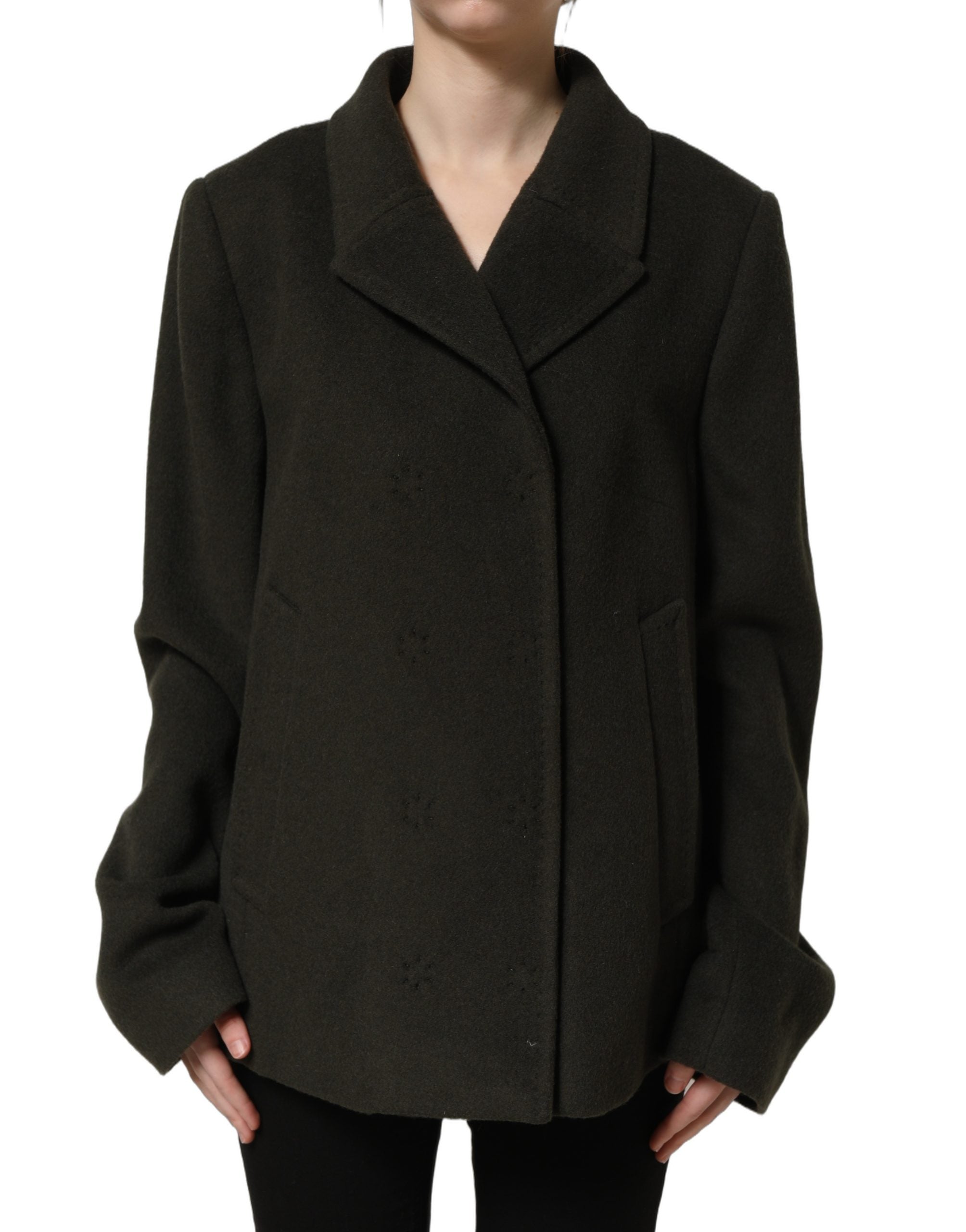 Dolce & Gabbana Dark Green Double Breasted Peacoat Women's Jacket