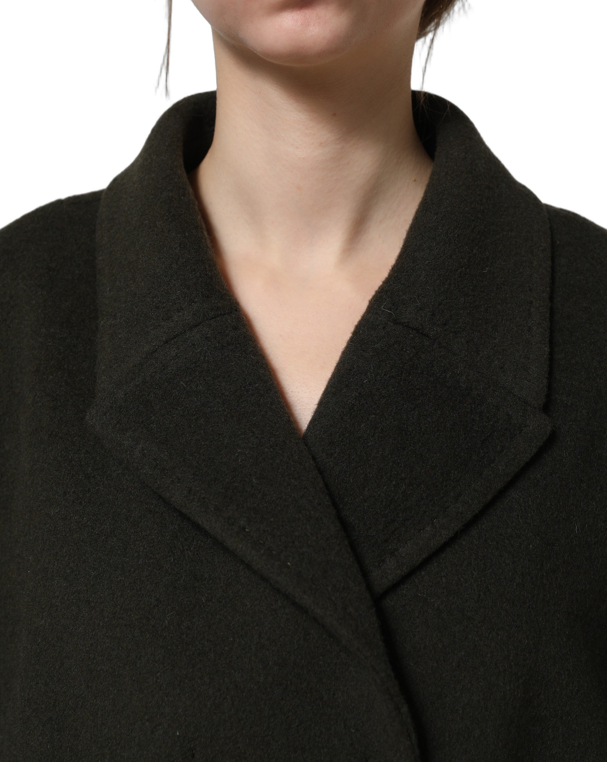 Dolce & Gabbana Dark Green Double Breasted Peacoat Women's Jacket