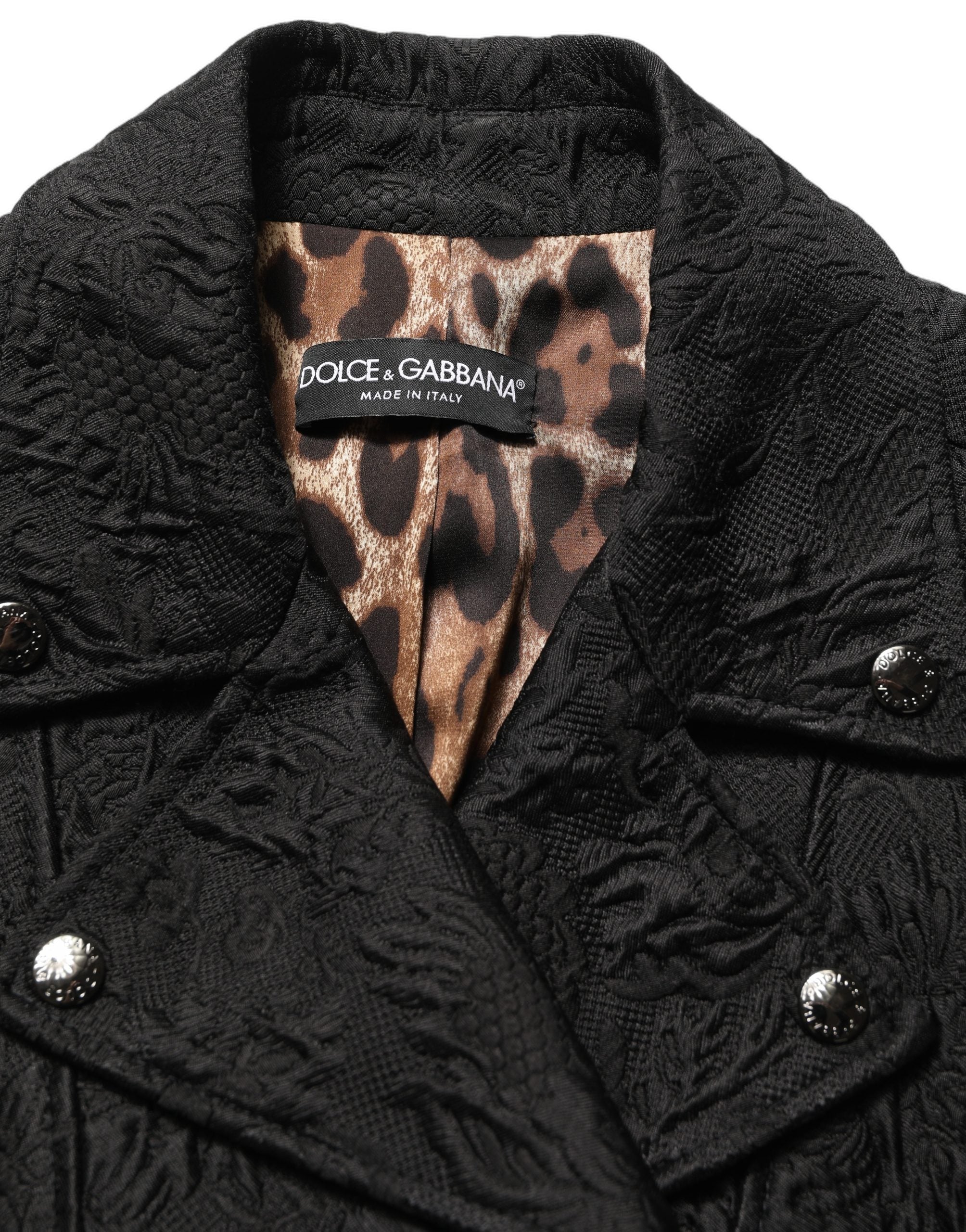 Dolce & Gabbana Black Floral Brocade Biker Blouson Women's Jacket