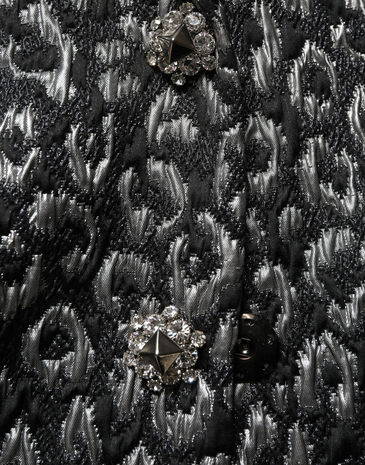 Dolce & Gabbana Black Silver Jacquard Leopard Coat Women's Jacket