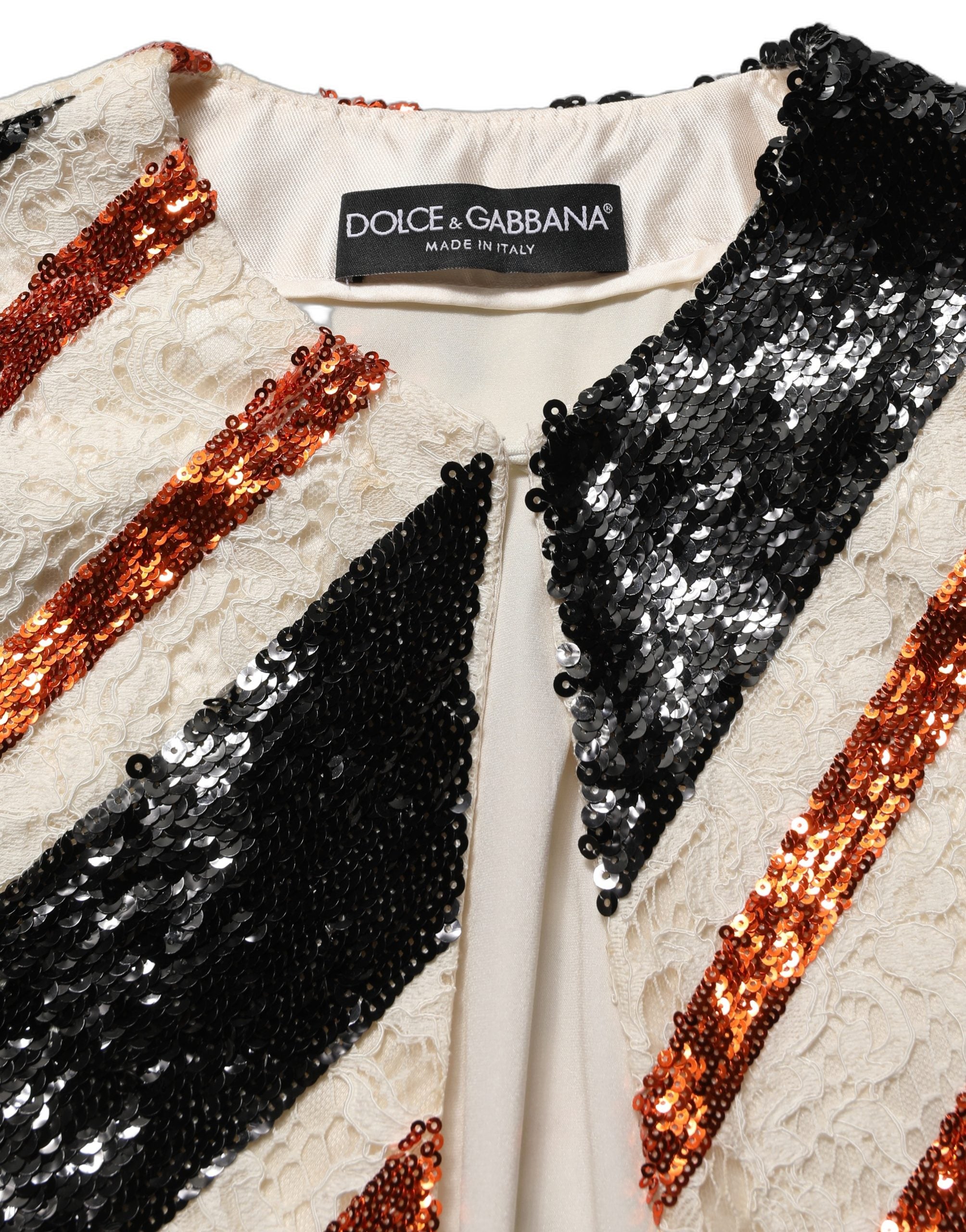 Dolce & Gabbana Multicolor Stripe Sequin Duster Coat Women's Jacket