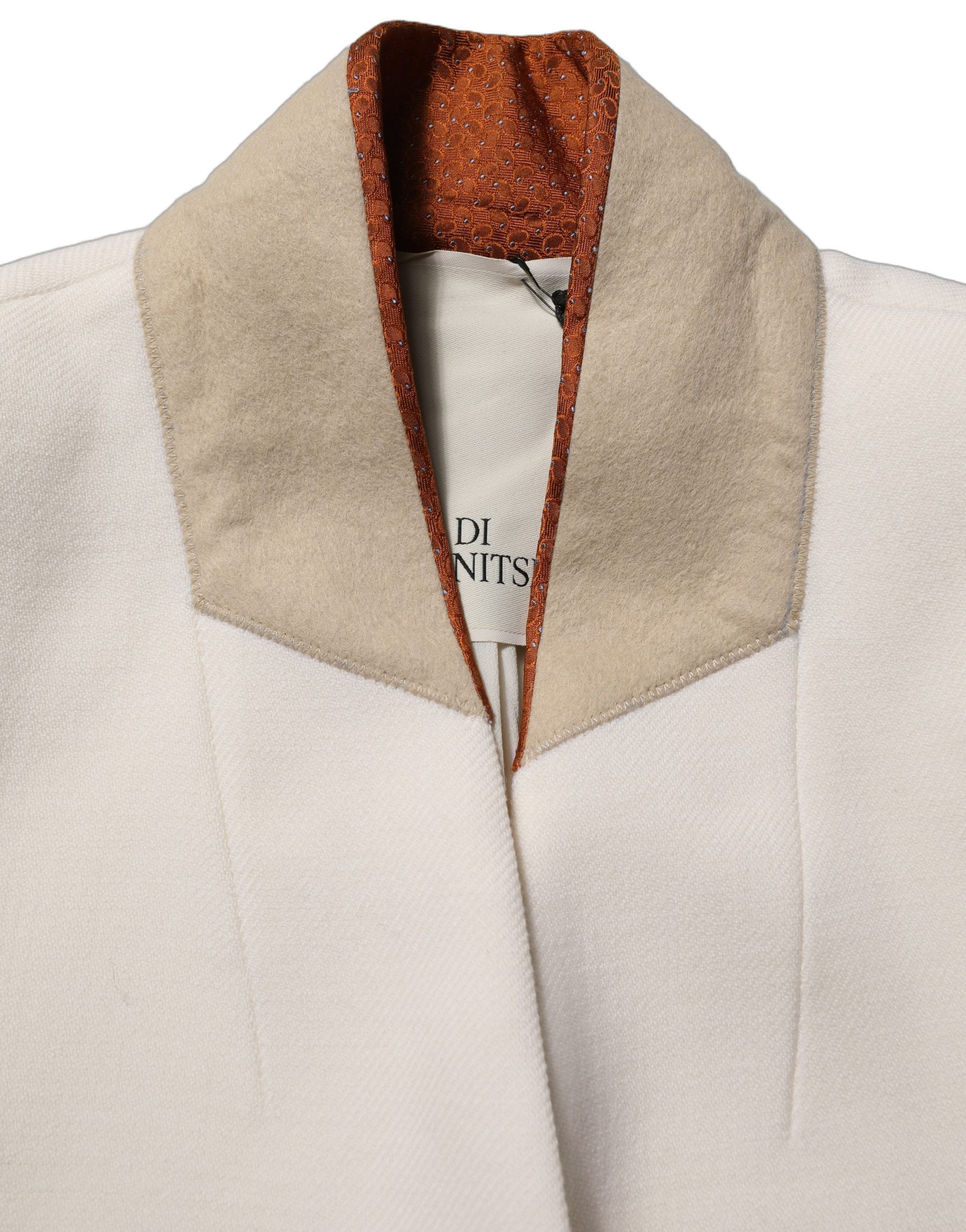 Di Stavnitser Antwerp White Wool Long Trench Coat Women's Jacket (Pre-Owned)