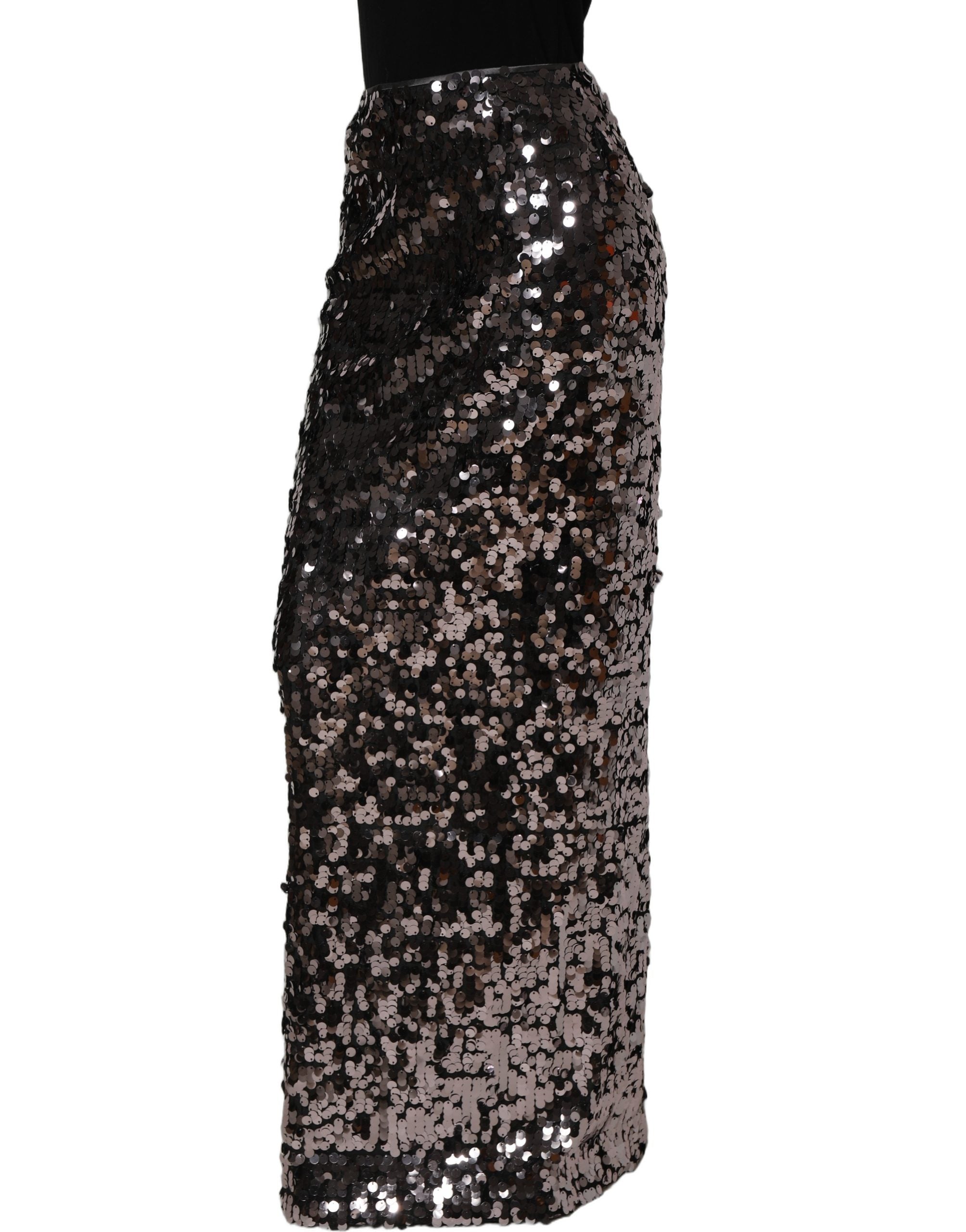 Dolce & Gabbana Brown Sequinned Embellished PencilCut Women's Skirt