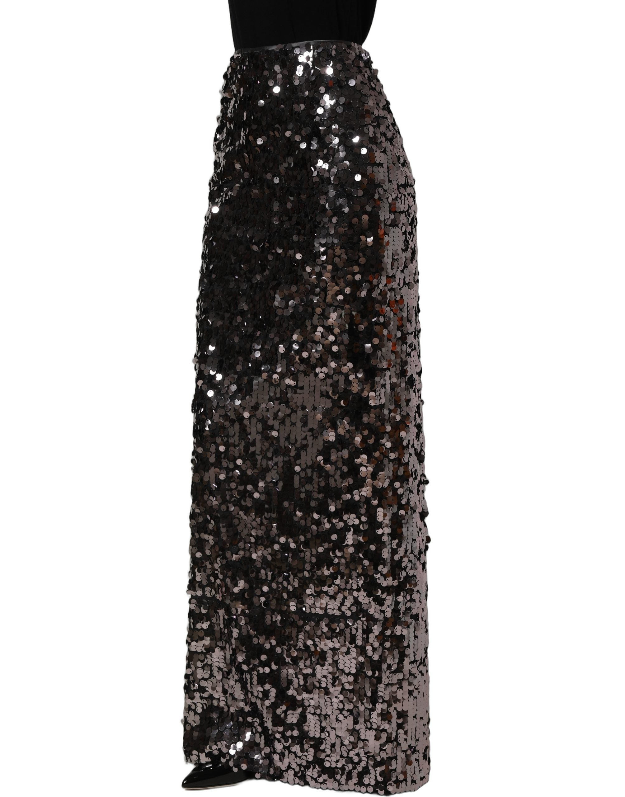 Dolce & Gabbana Brown Sequinned Embellished Pencil Cut Women's Skirt