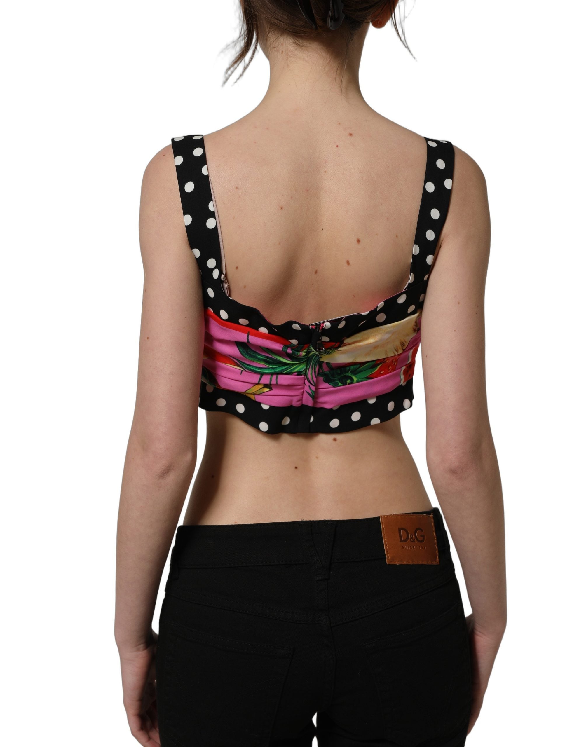 Dolce & Gabbana Multicolor Silk Cropped Bustier Corset Women's Top