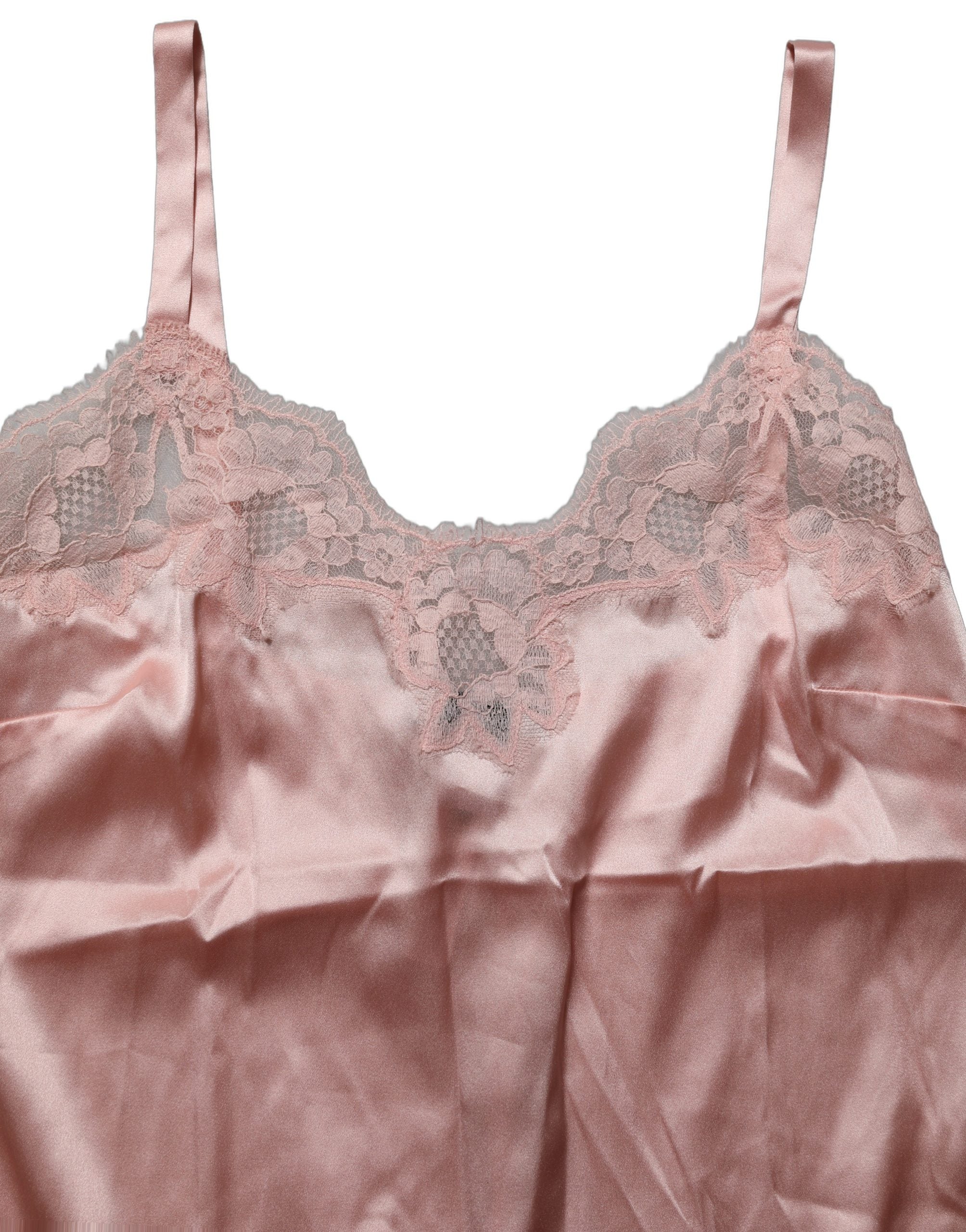 Dolce & Gabbana Light Pink Floral Lace Lingerie Underwear Women's Top