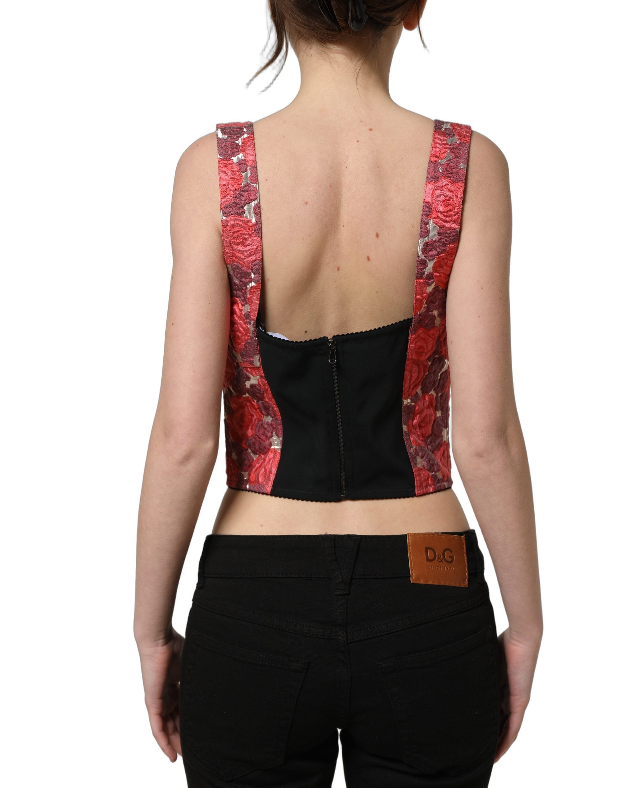Dolce & Gabbana Multicolor Floral Cropped Bustier Tank Women's Top
