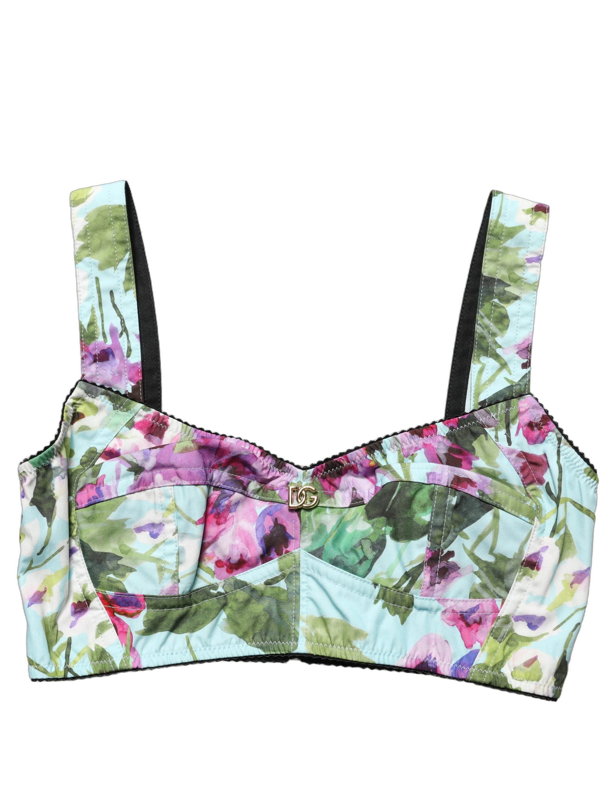 Dolce & Gabbana Multicolor Floral Cropped Bustier Tank Women's Top