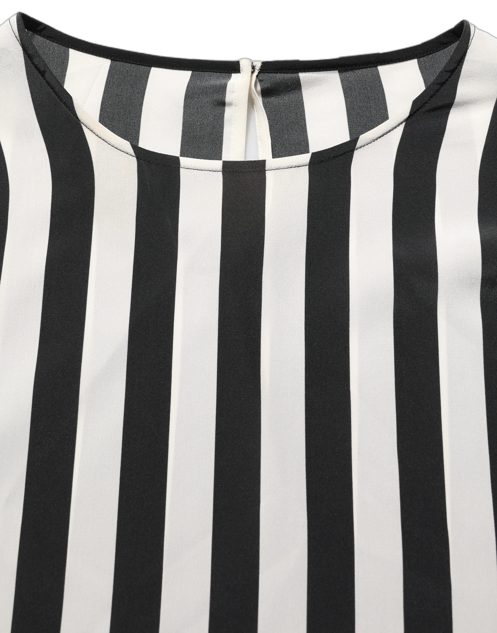 Dolce & Gabbana Black White Stripes Round Neck Blouse Women's Top
