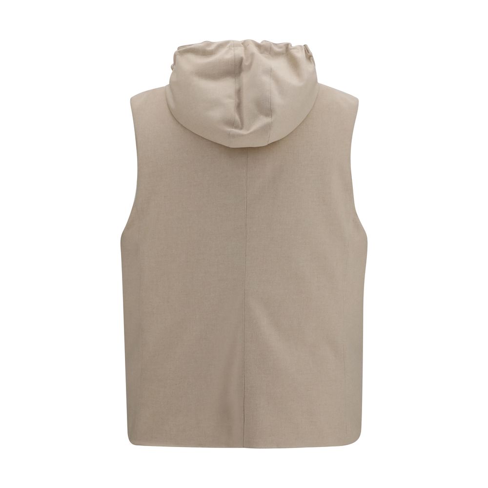 Brunello Cucinelli Beige Wool Oves Aries Sleeveless Men's Jacket