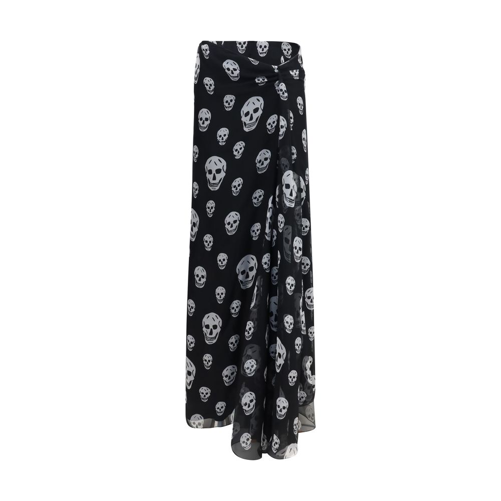 Alexander McQueen Black Silk Long Women's Skirt