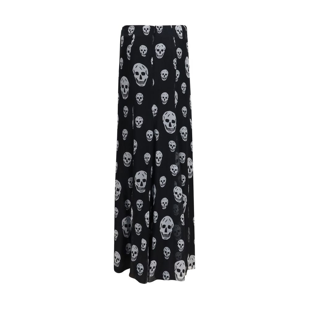 Alexander McQueen Black Silk Long Women's Skirt