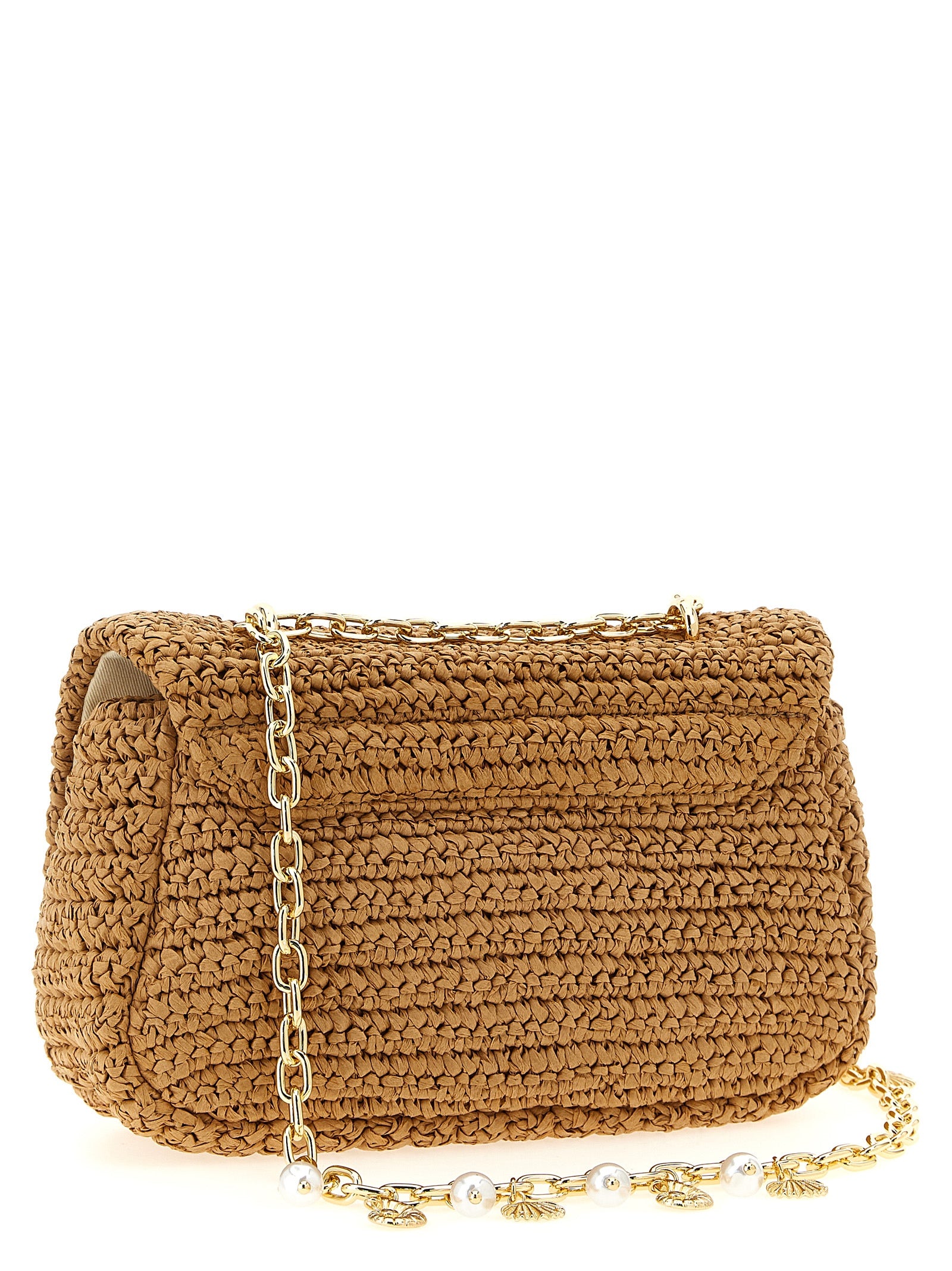 Self-Portrait Beige Raffia Shoulder Women's Bag