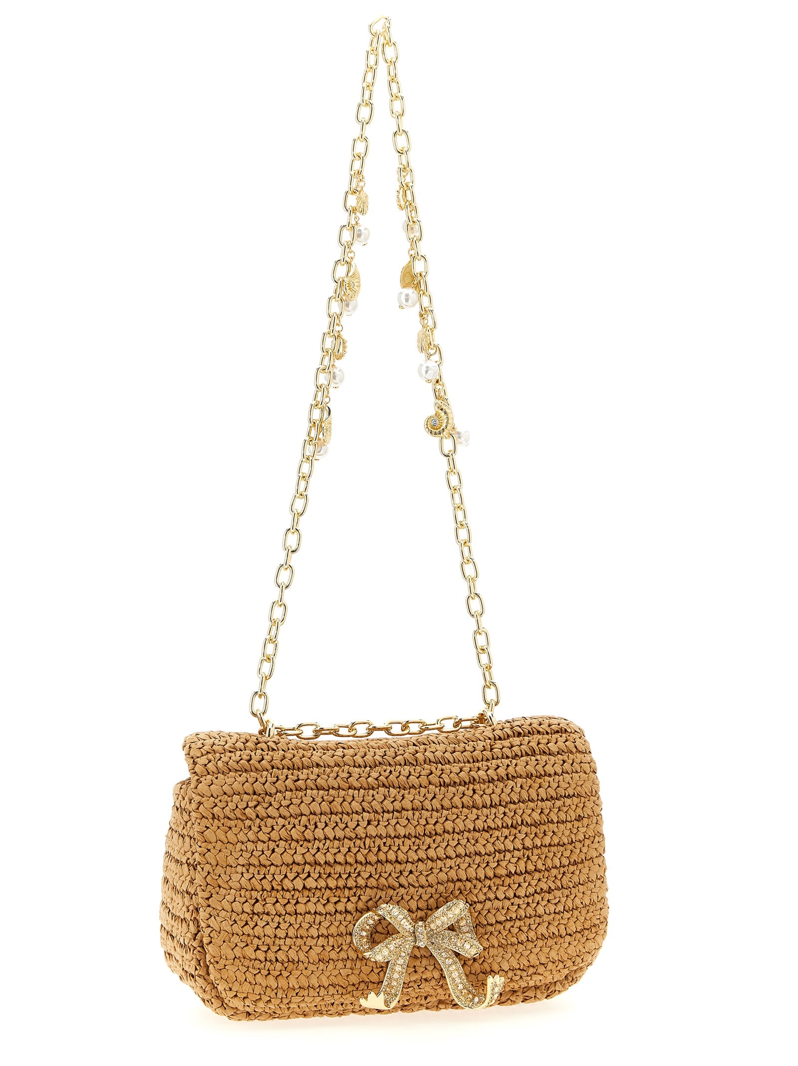 Self-Portrait Beige Raffia Shoulder Women's Bag