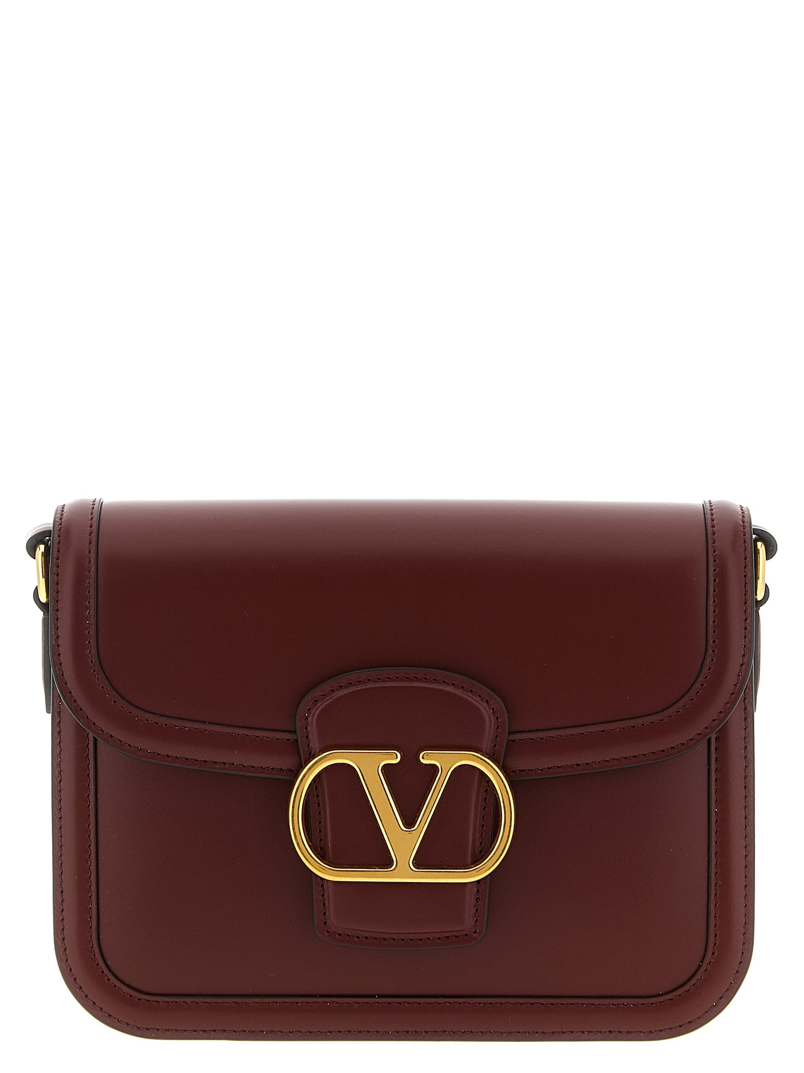 Valentino Garavani Bordeaux Calfskin Crossbody Women's Bag