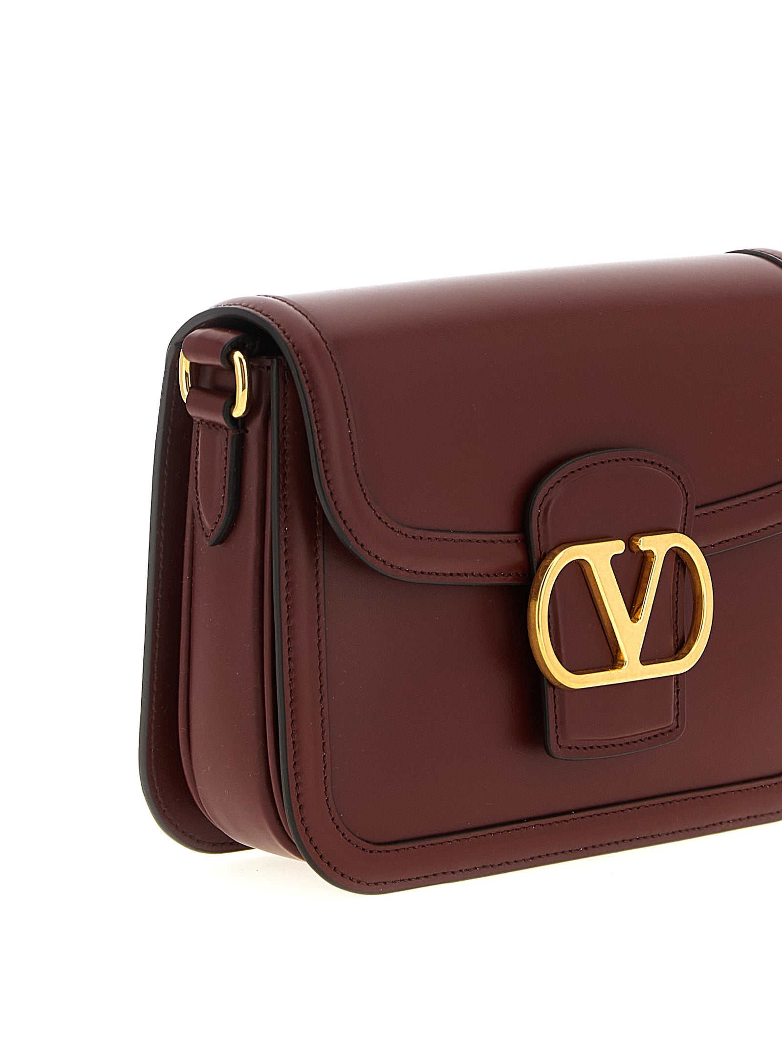 Valentino Garavani Bordeaux Calfskin Crossbody Women's Bag