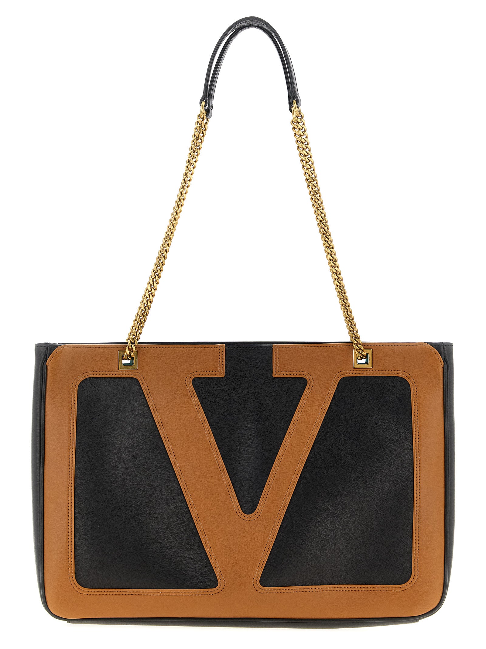 Valentino Garavani Brown Lamb Leather Tote  Bag