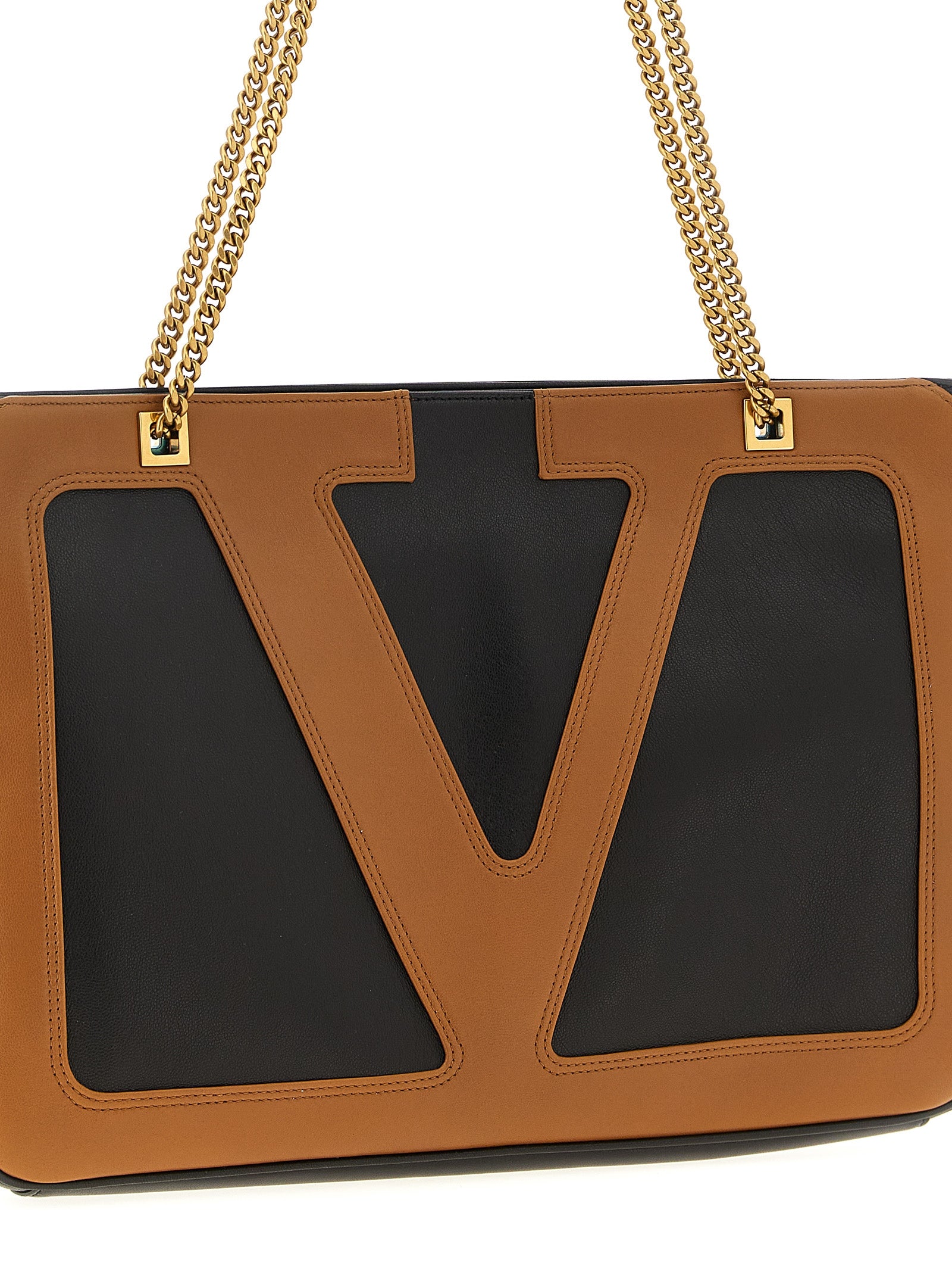 Valentino Garavani Brown Lamb Leather Tote  Bag
