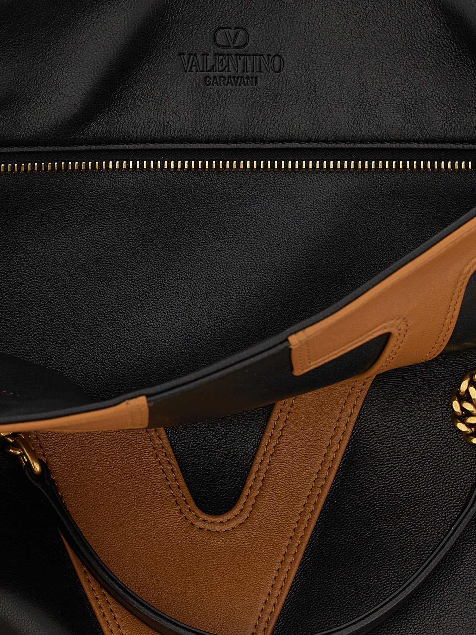 Valentino Garavani Brown Lamb Leather Tote  Bag