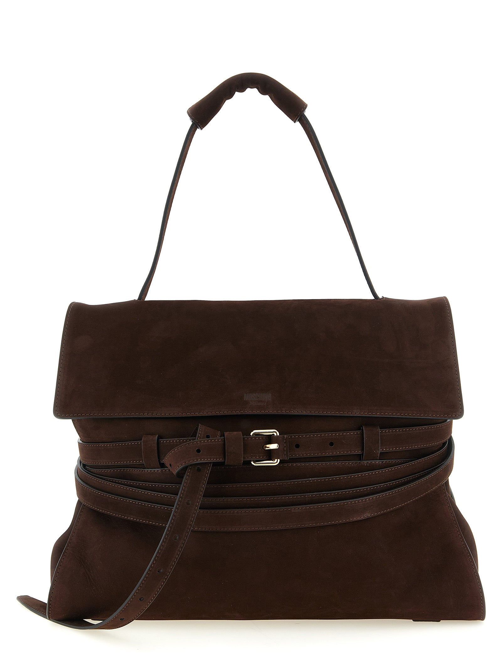 Moschino Brown Calfskin Shoulder Women's Bag