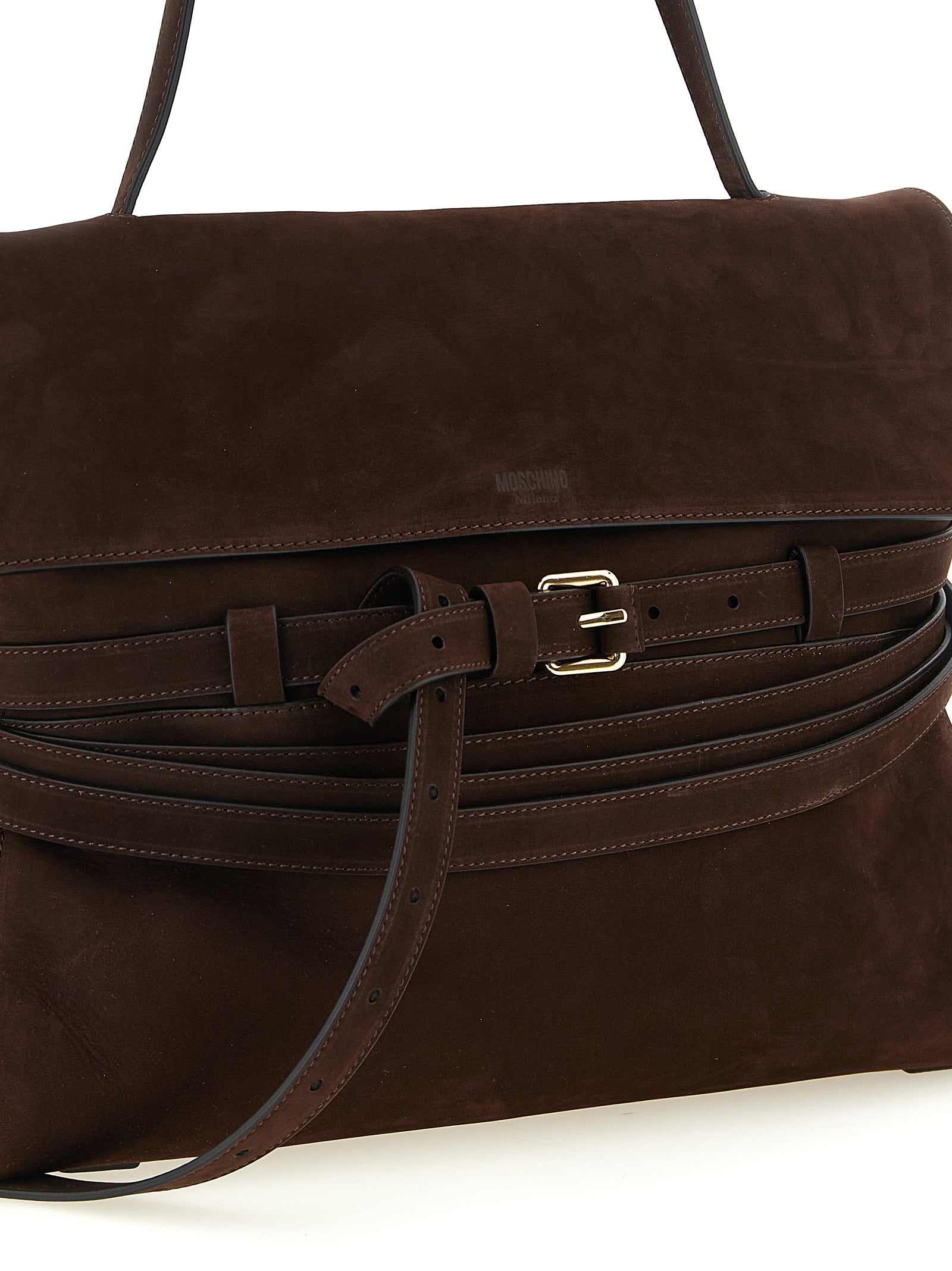 Moschino Brown Calfskin Shoulder Women's Bag
