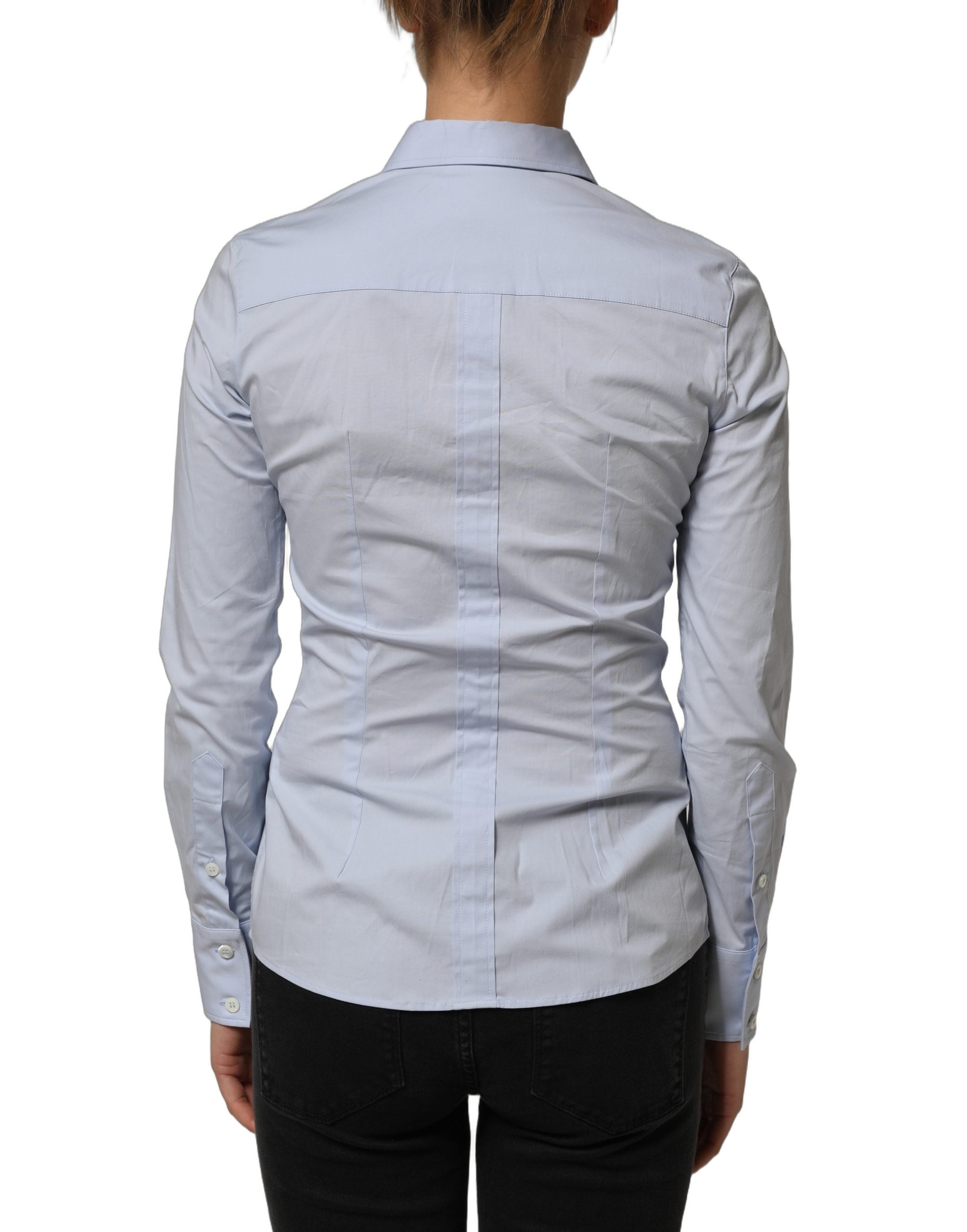 Dolce & Gabbana Blue Collared Long Sleeves Dress Shirt Women's Top (Pre-Owned)
