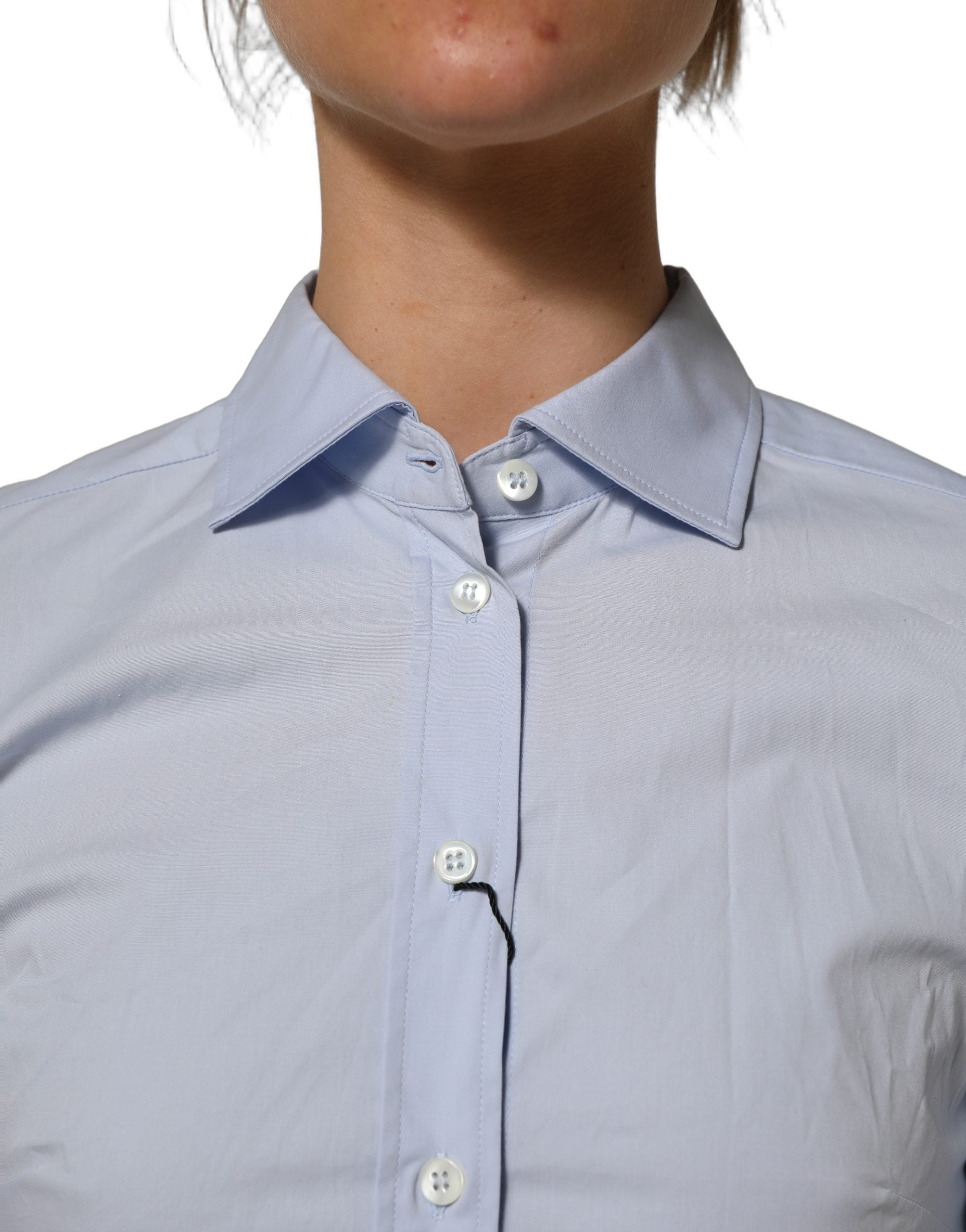 Dolce & Gabbana Blue Collared Long Sleeves Dress Shirt Women's Top (Pre-Owned)