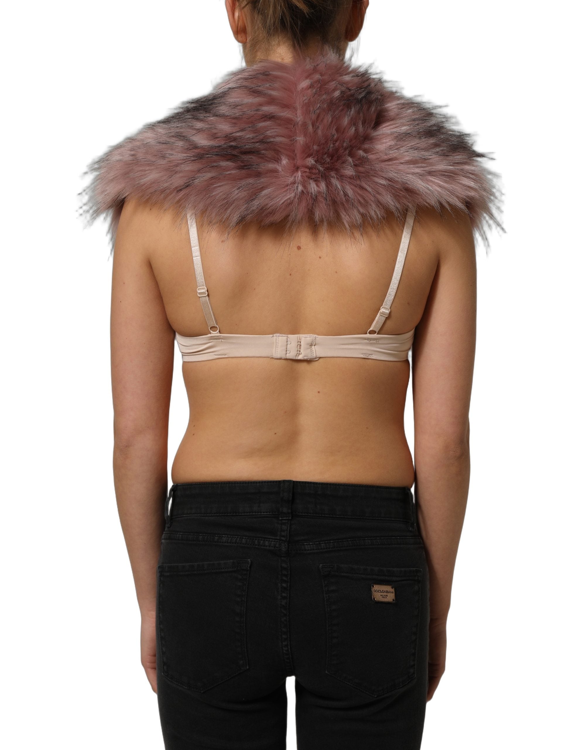 Dolce & Gabbana Pink Acrylic Faux Fur Knit Shrug Vest Women's Top