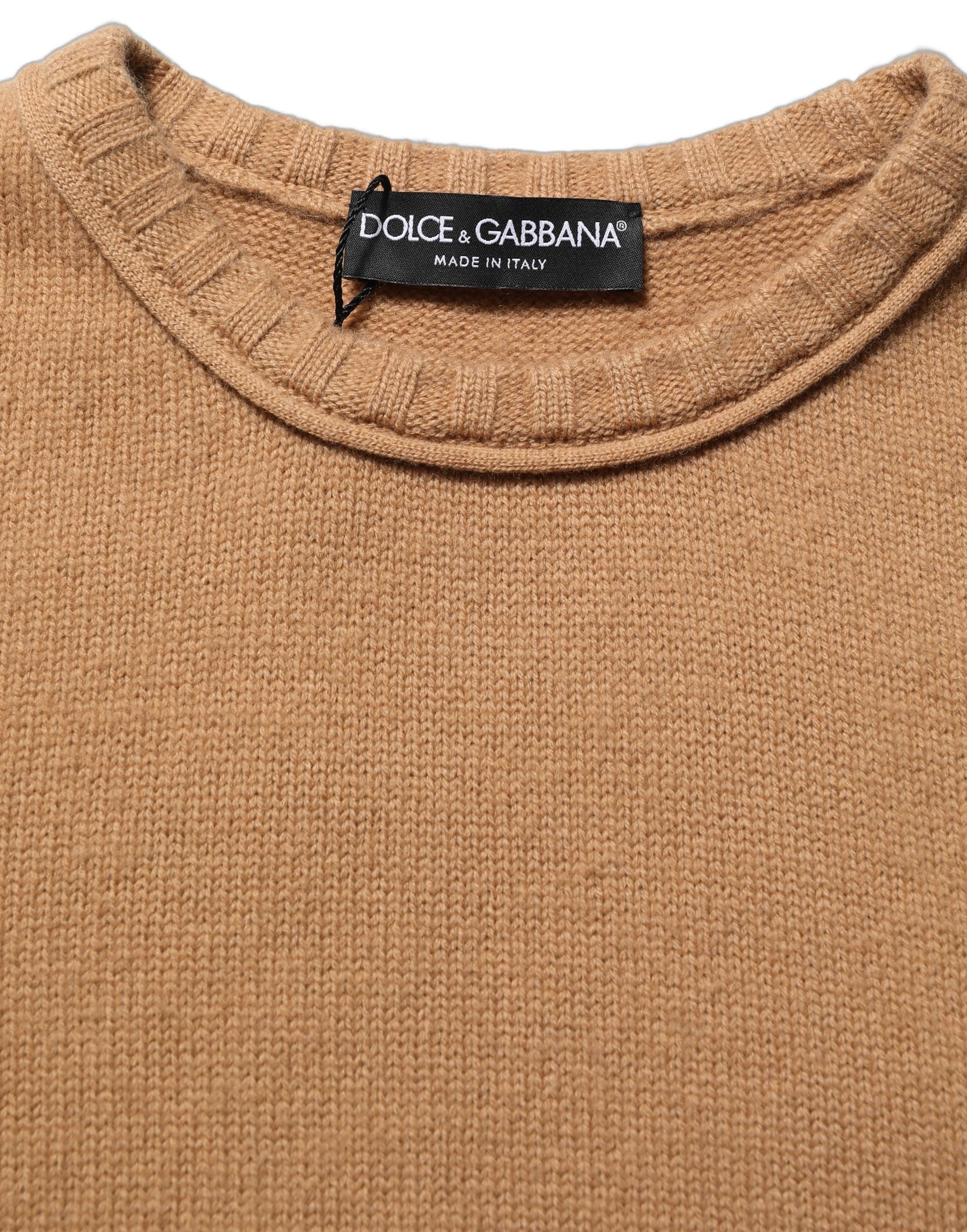 Dolce & Gabbana Brown Wool Short Sleeves Cropped Blouse Women's Top