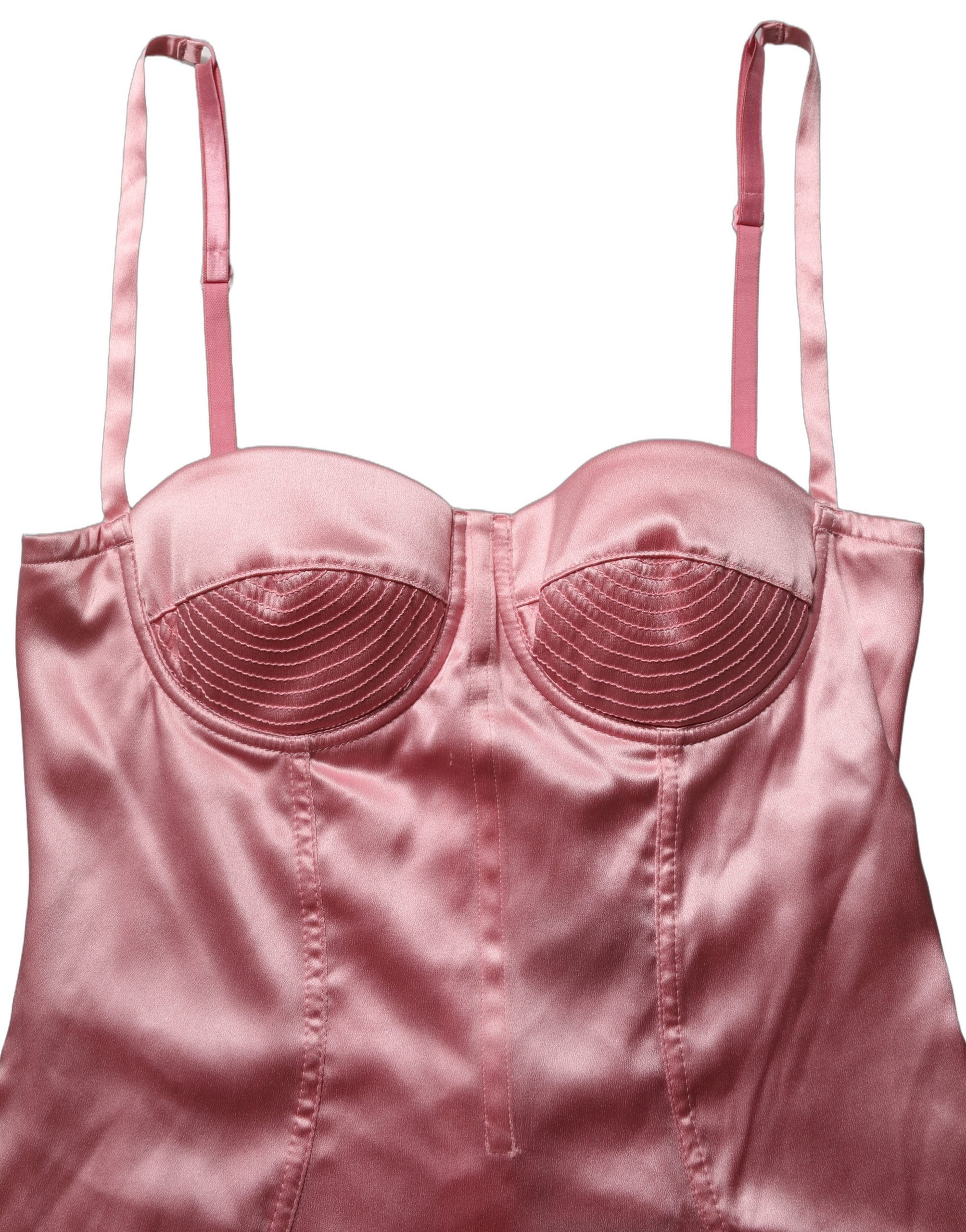 Dolce & Gabbana Pink Silk Satin Padded Bra Corset Style Women's Top (Pre-Owned)