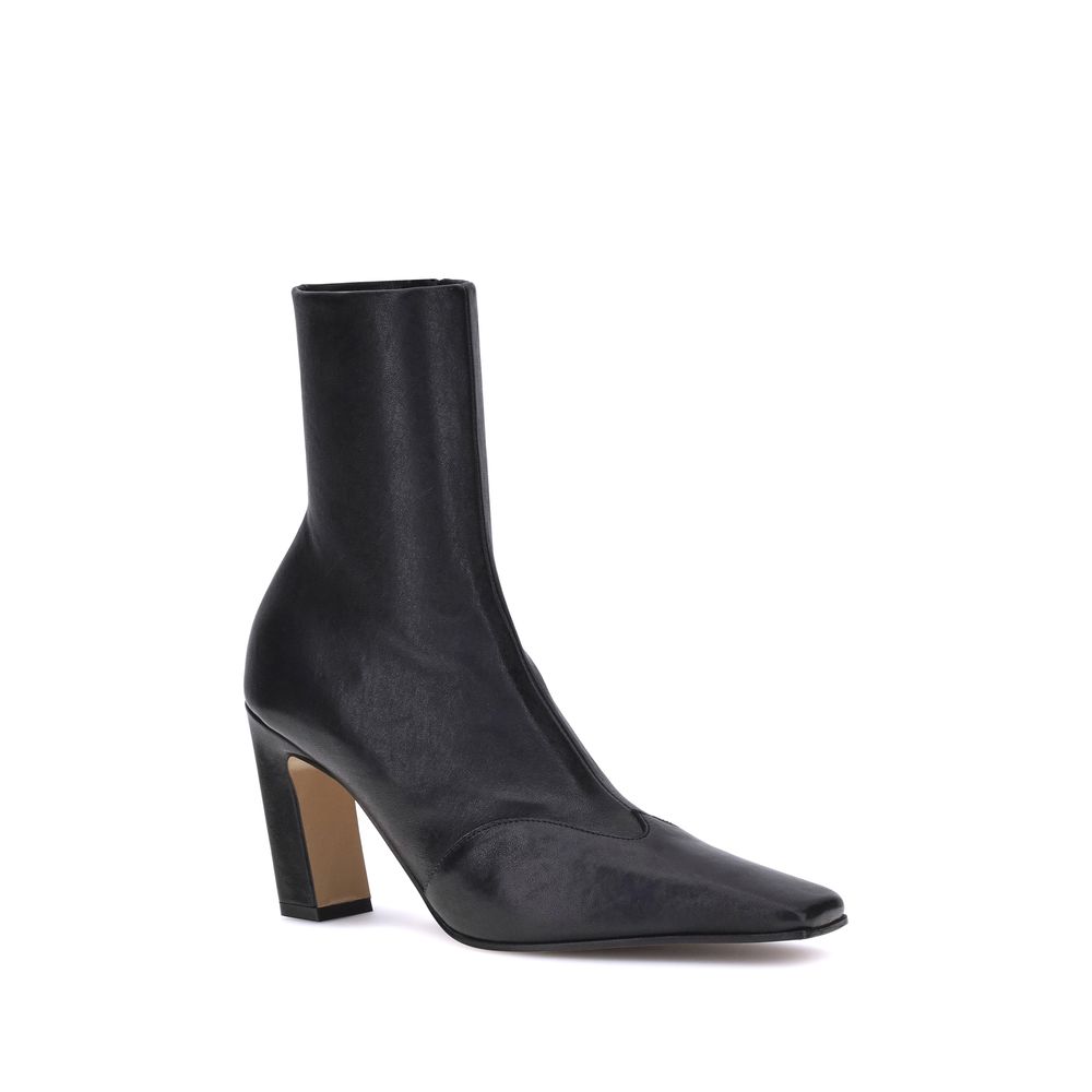 Khaite Black Calf Leather Bos Taurus Ankle Women's Boots