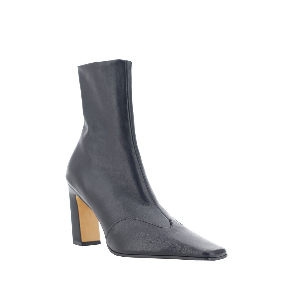 Khaite Black Calf Leather Bos Taurus Ankle Women's Boots