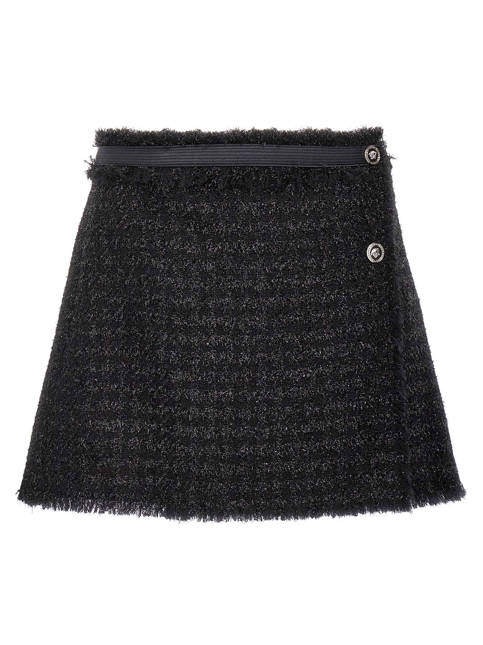 Versace Black Virgin Wool Long Women's Skirt