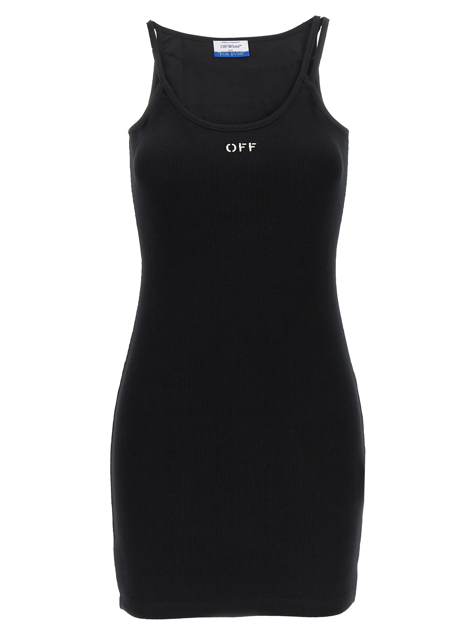 Off-White Black Cotton Short Women's Dress