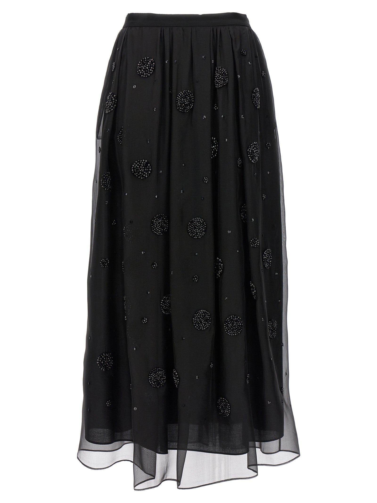 Max Mara Black Silk Midi Women's Skirt