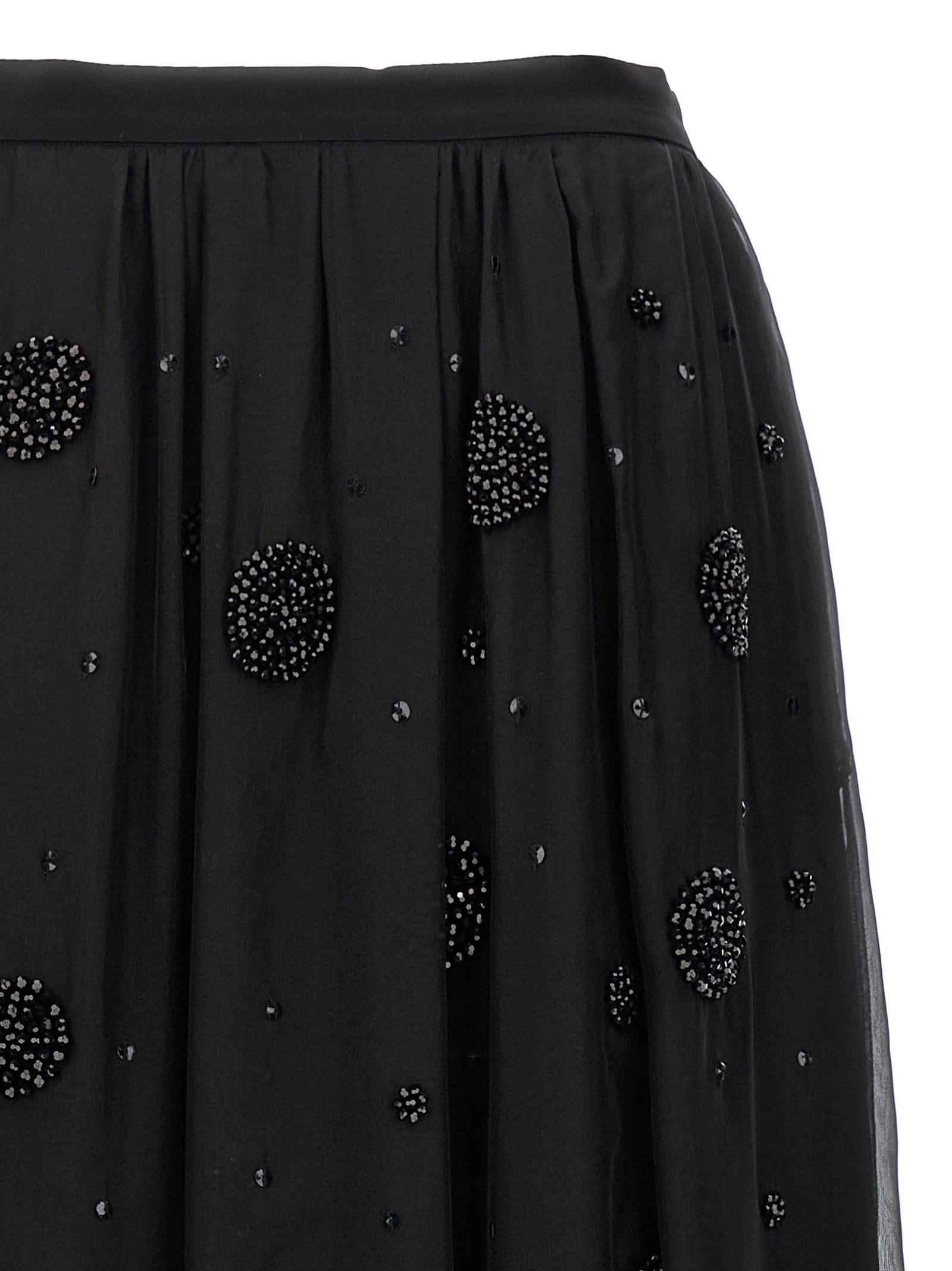 Max Mara Black Silk Midi Women's Skirt