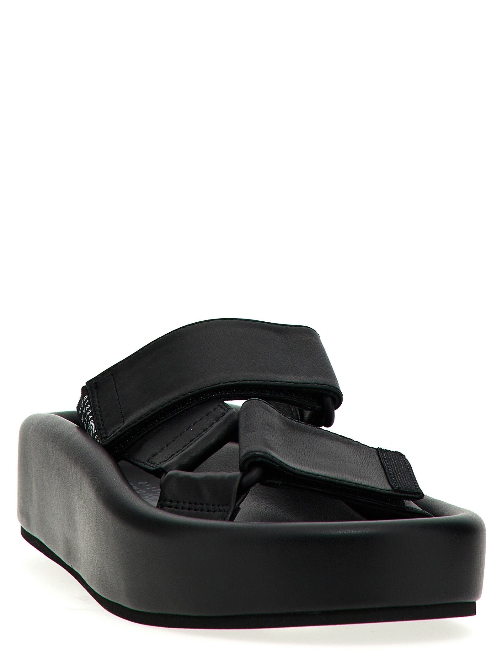 MM6 Maison Margiela Black Leather Women's Slides