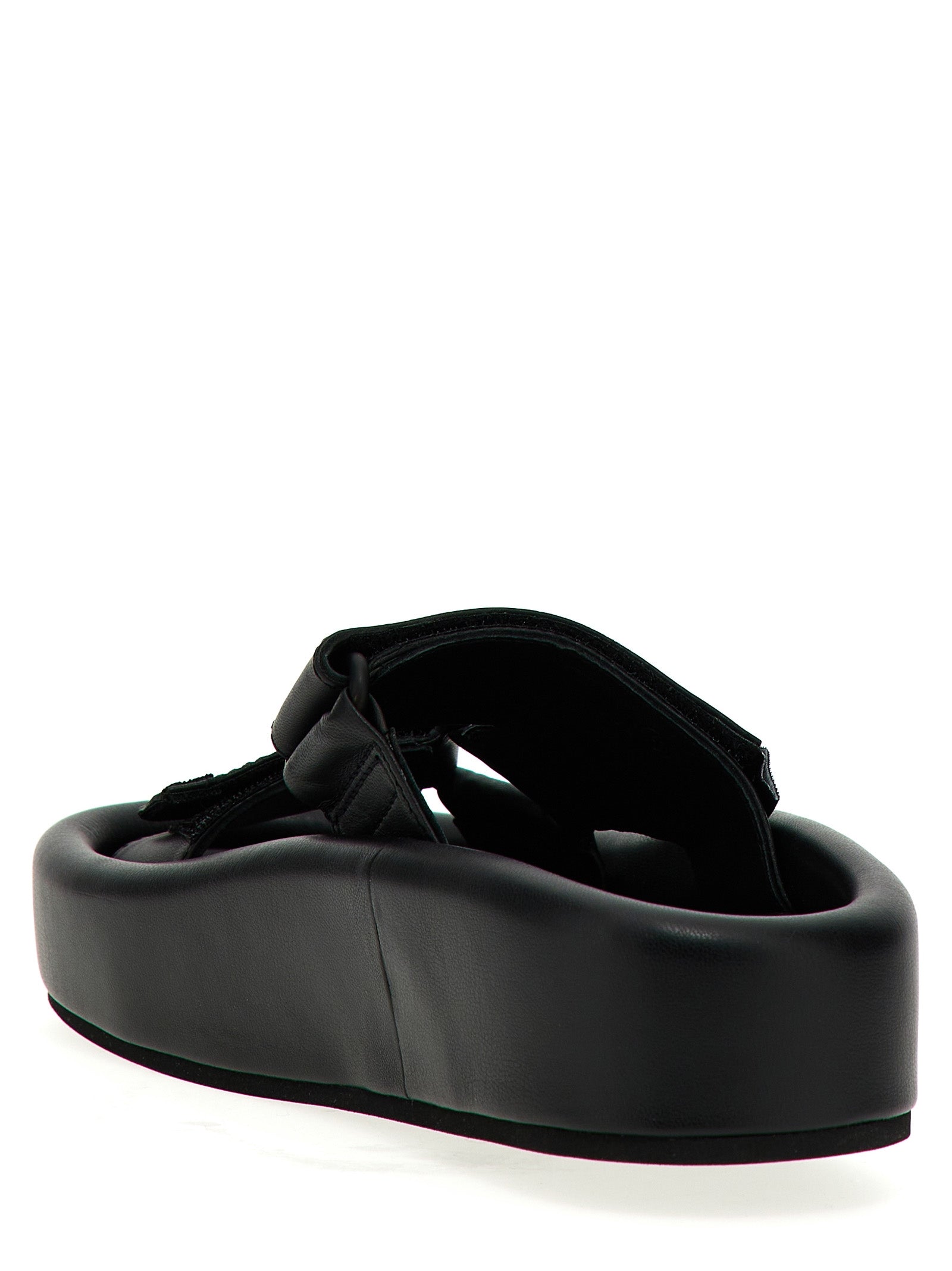 MM6 Maison Margiela Black Leather Women's Slides